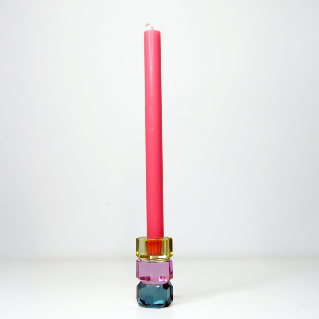 Crystal Glass Tiered Candle Holder - Butter, Violet, Petrol