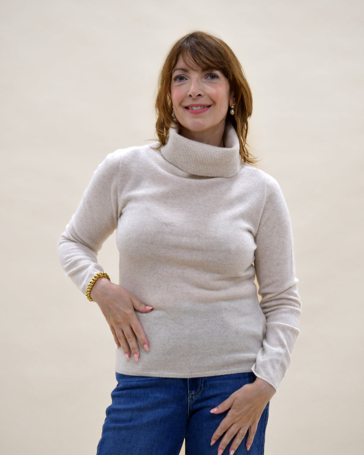 Cashmere Roll Neck - Oat