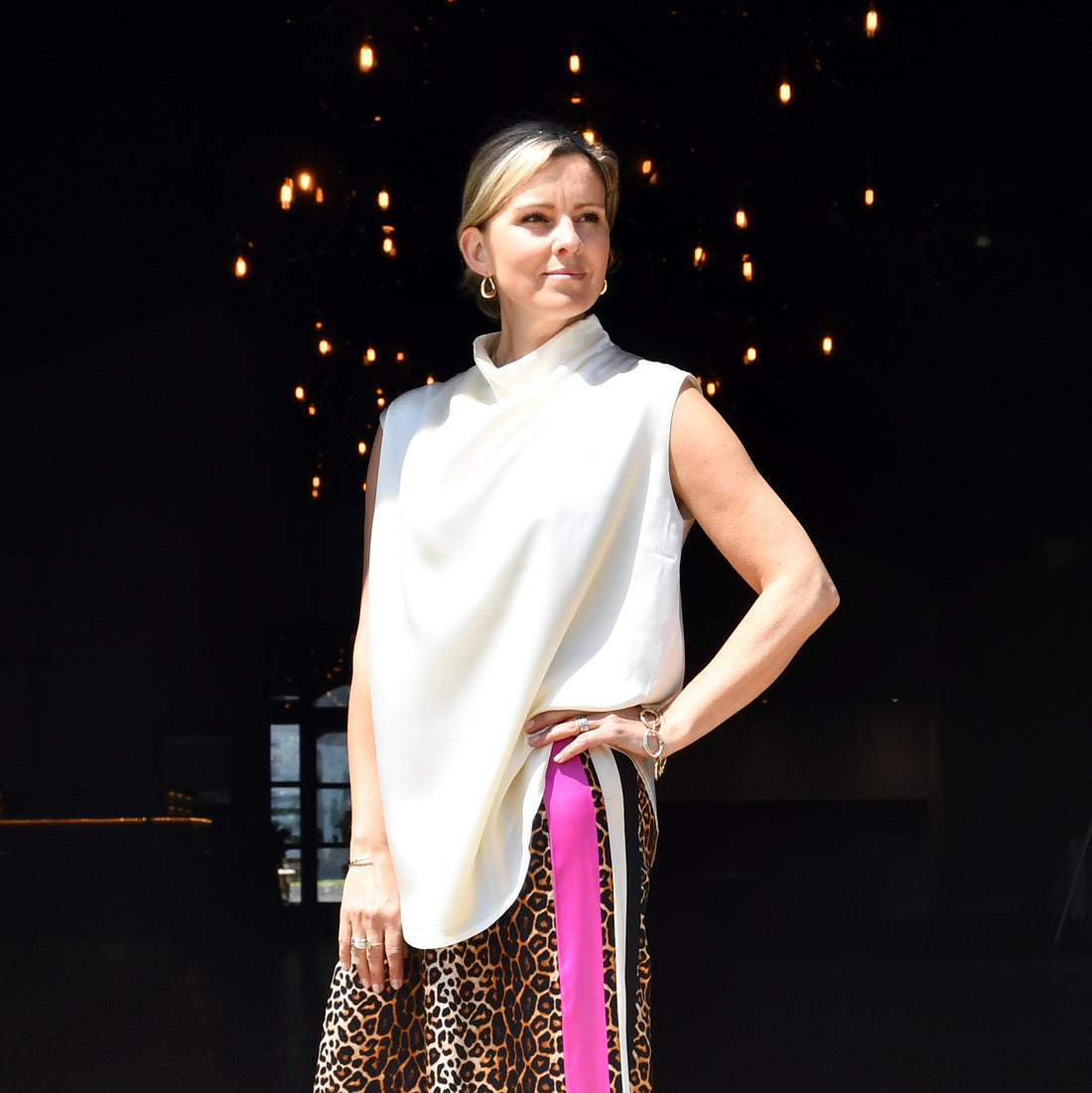 Kathleen Cowl Neck Top - Cream