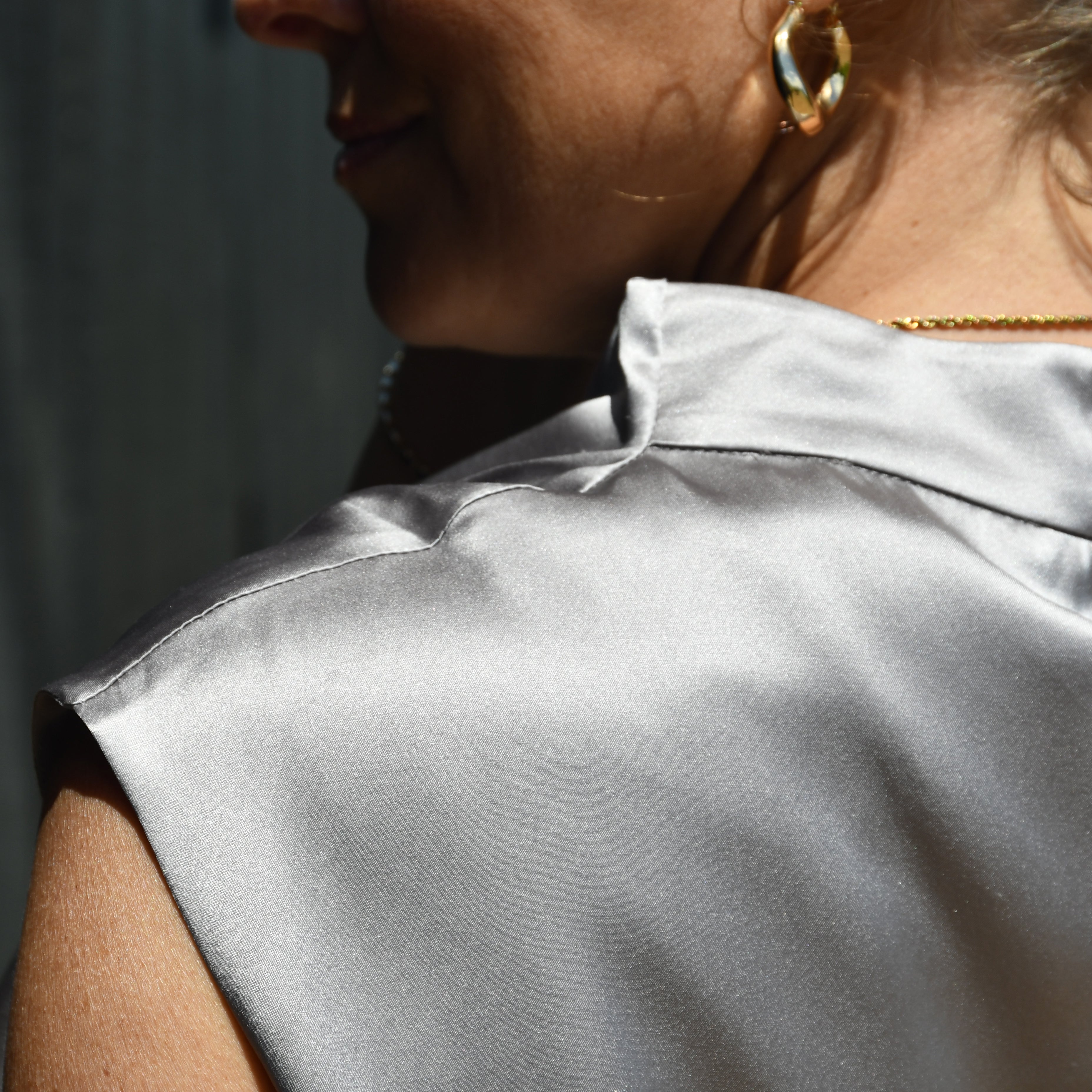 Kathleen Cowl Neck Top - Light Grey