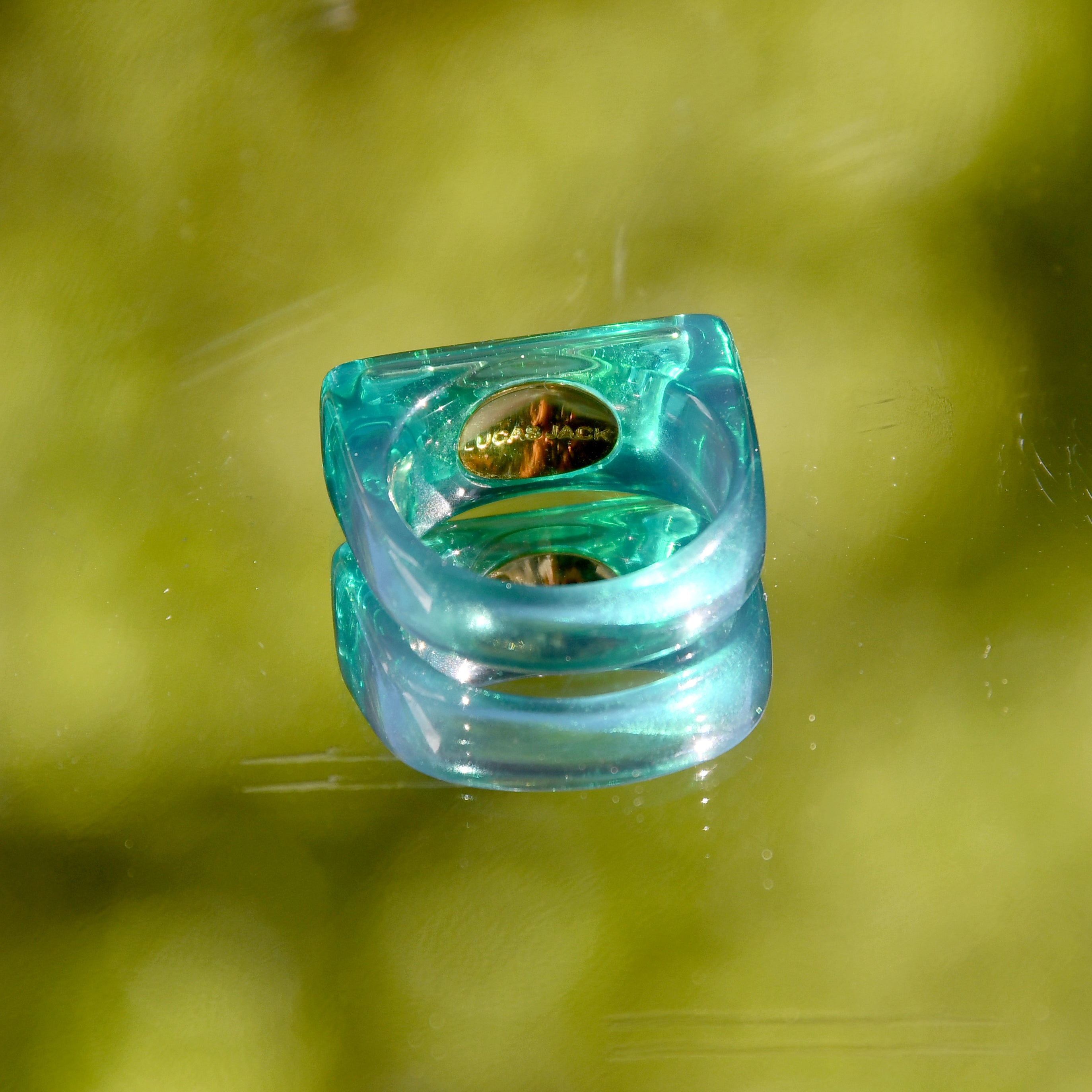 Resin Bar Ring - Oxidised Green