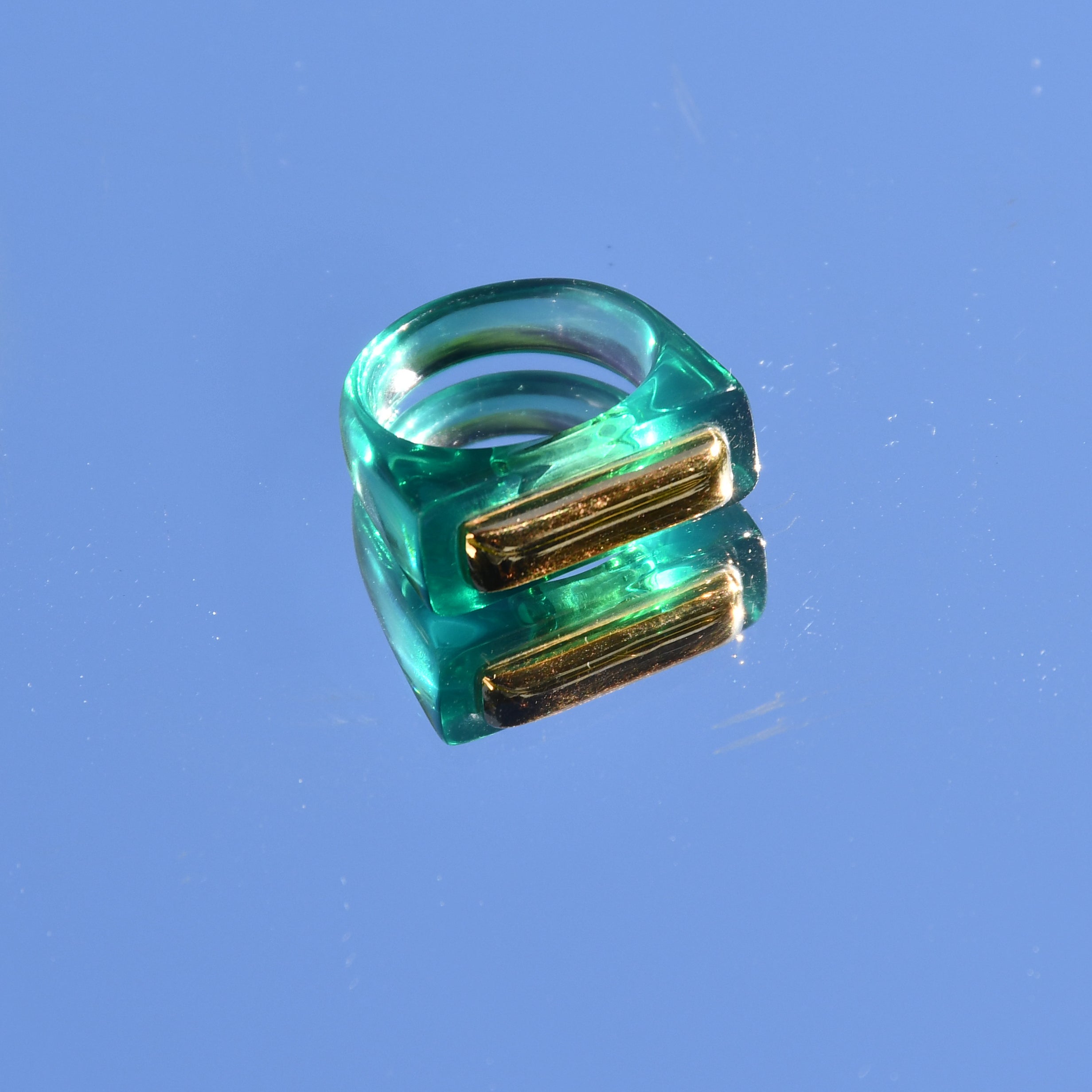 Resin Bar Ring - Oxidised Green