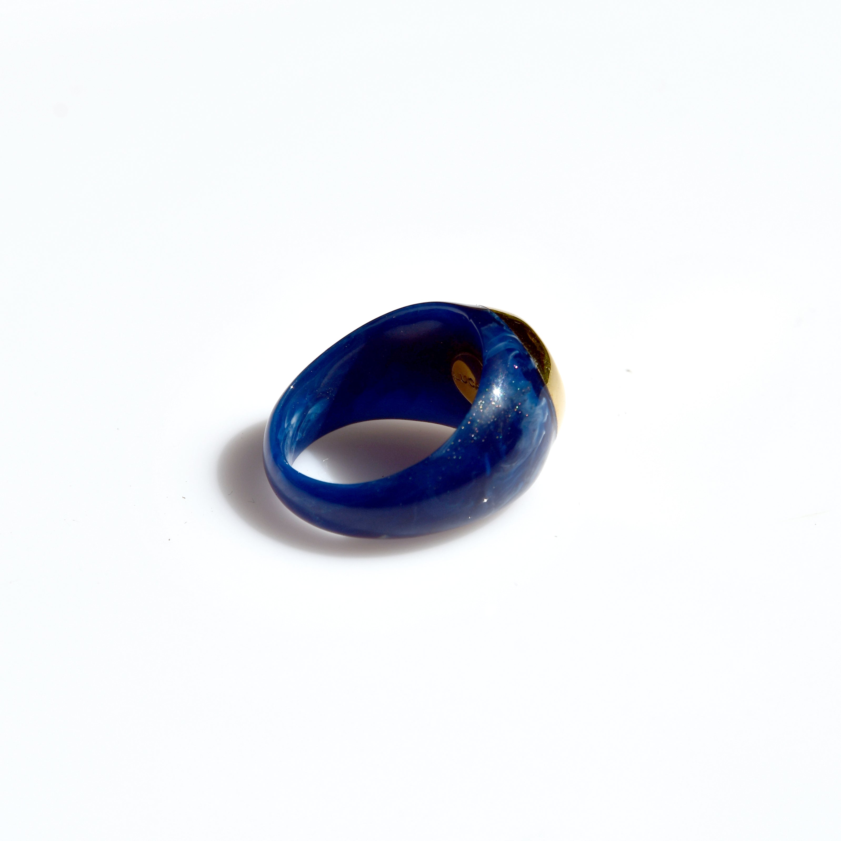 Resin Gold Disc Ring - Blue Sandstone