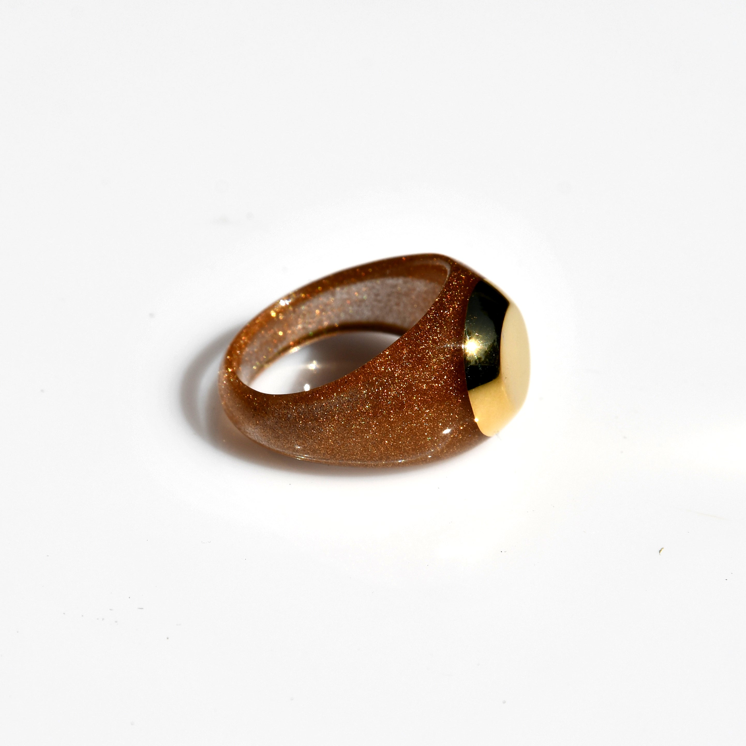 Resin Gold Disc Ring - Gold Sandstone