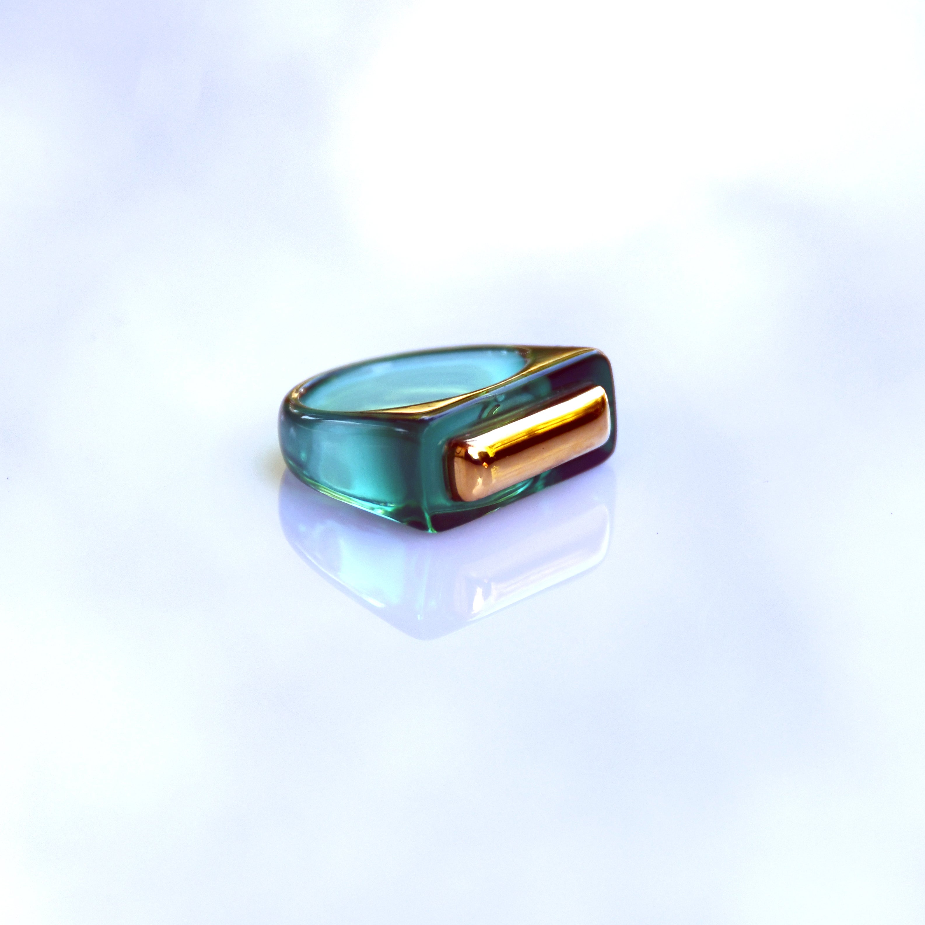 Resin Bar Ring - Oxidised Green
