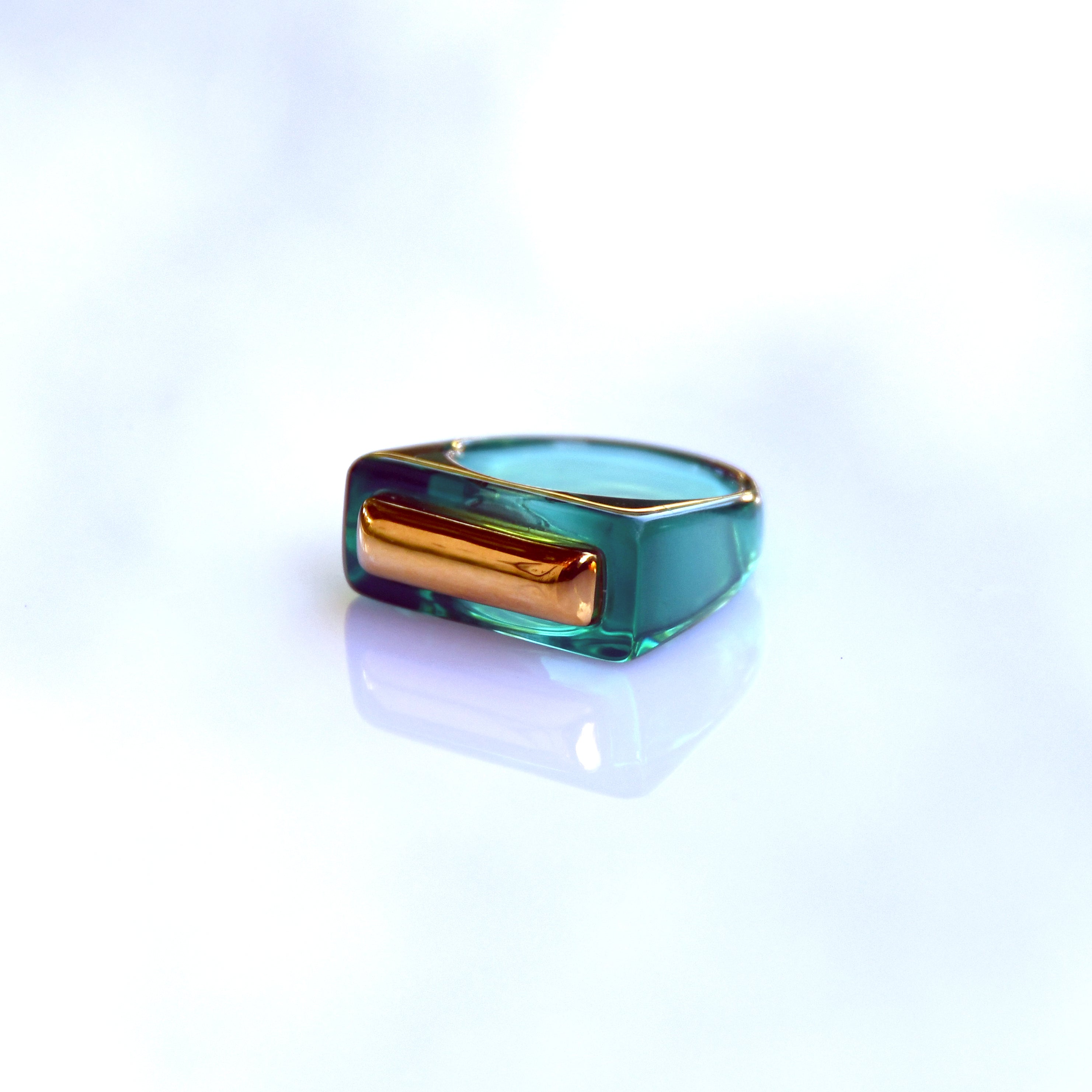 Resin Bar Ring - Oxidised Green