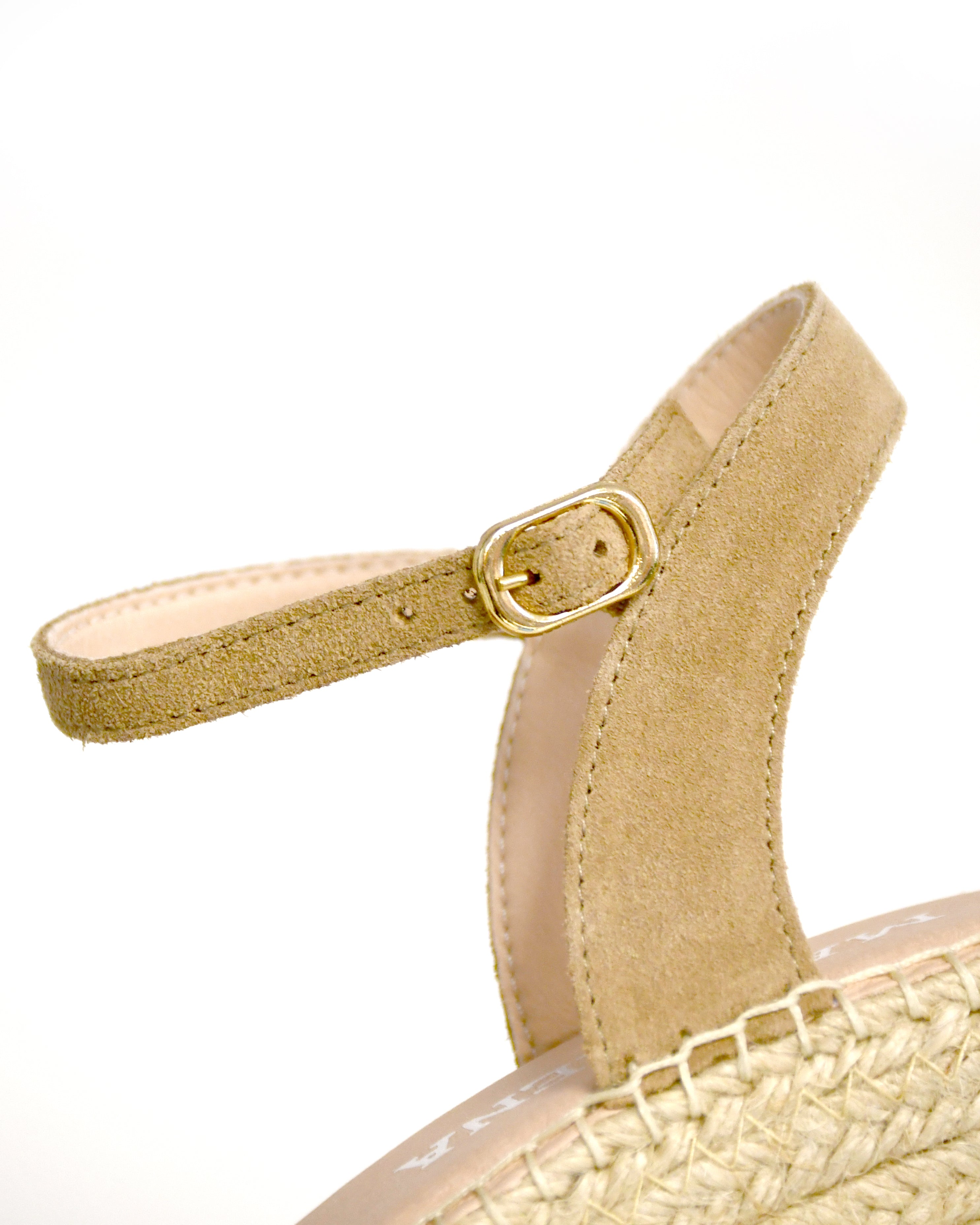 Buckle Espadrille With V Shape - Beige