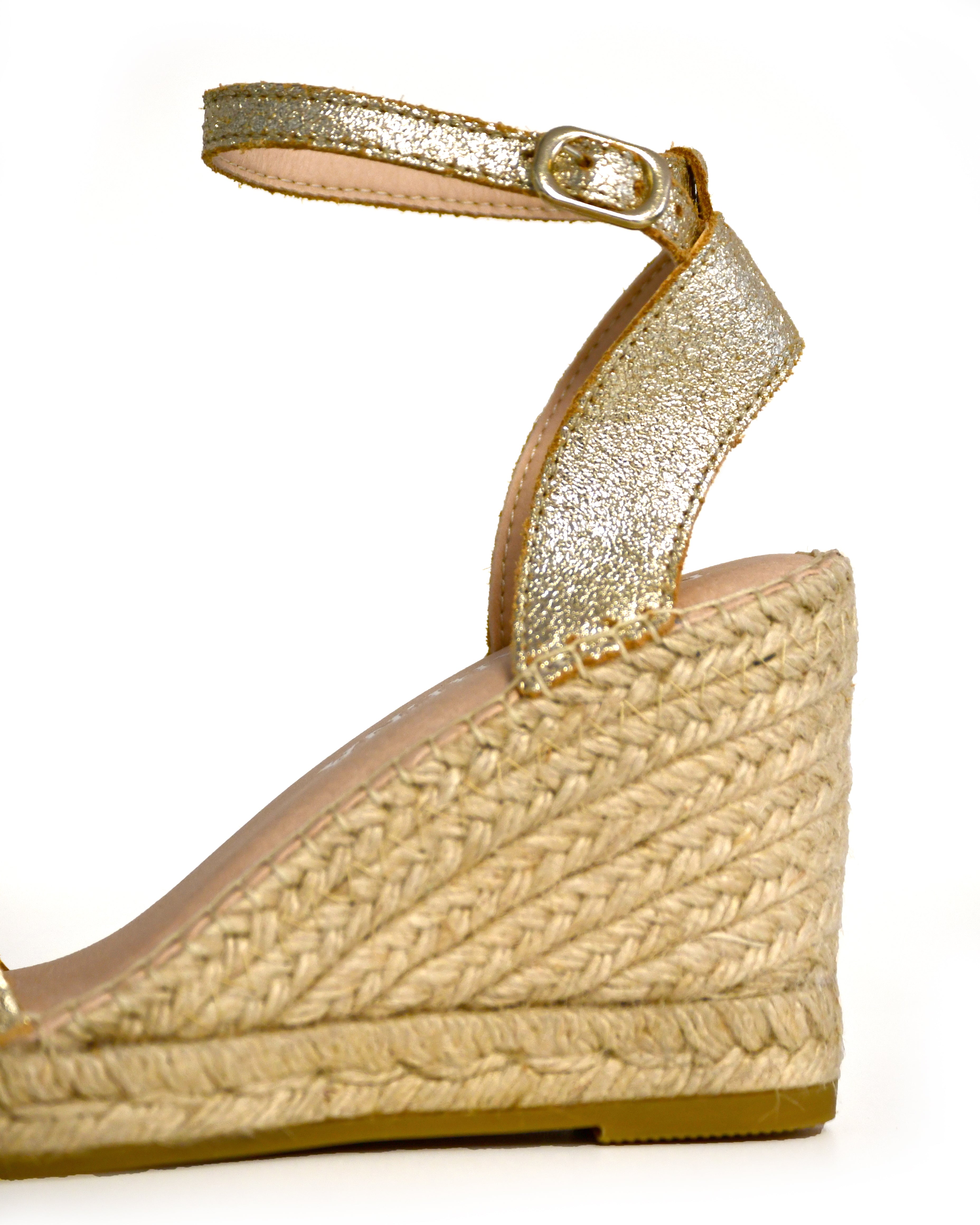 Open Toe Buckle Espadrille - Platino