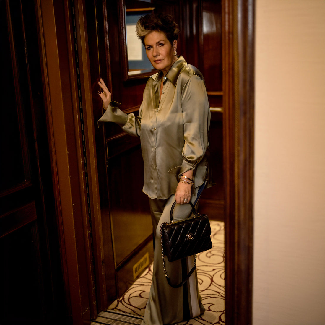 Silk Stripe Trousers | New York - Sage