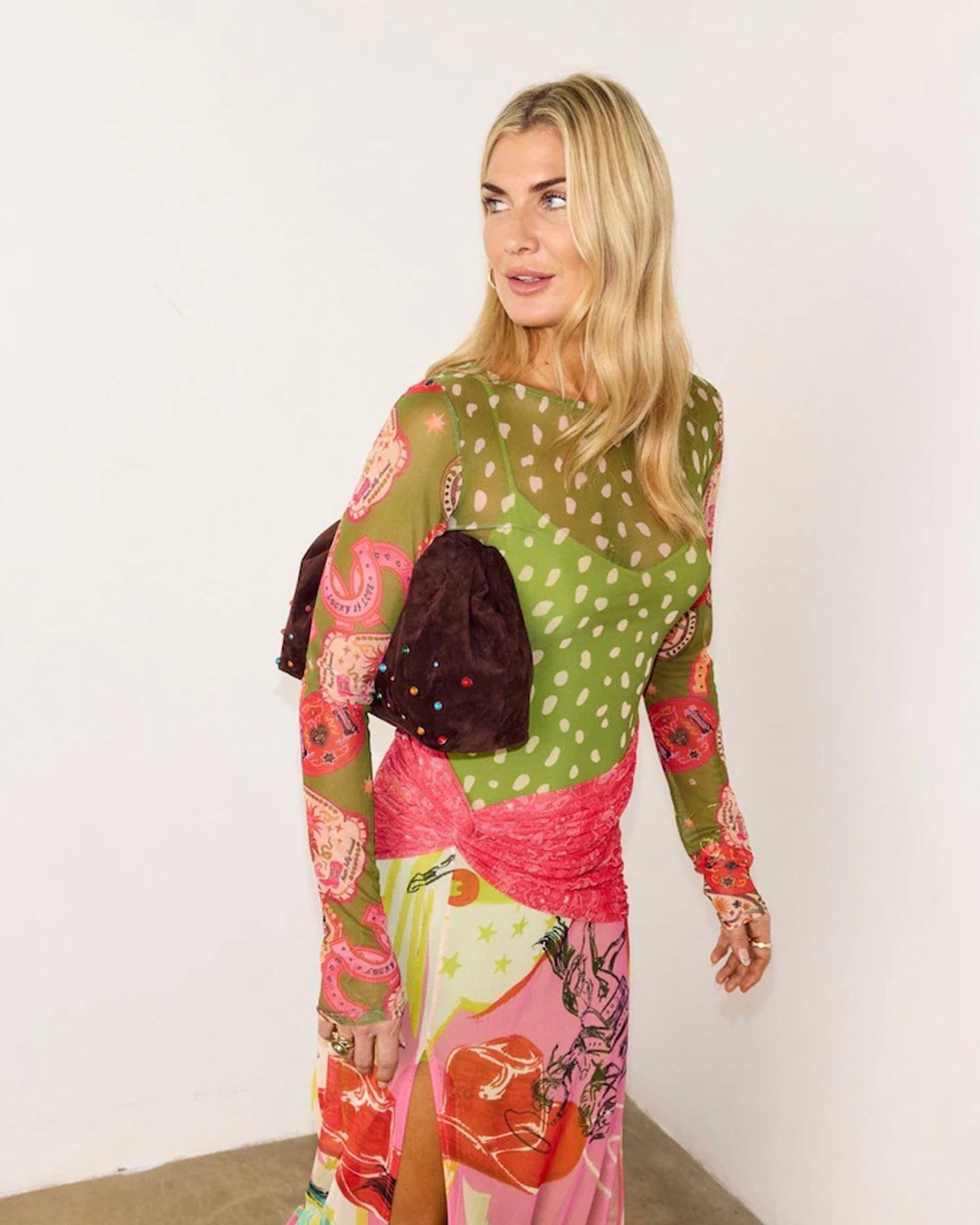 Olive Dahlia Mesh Dress - Multi