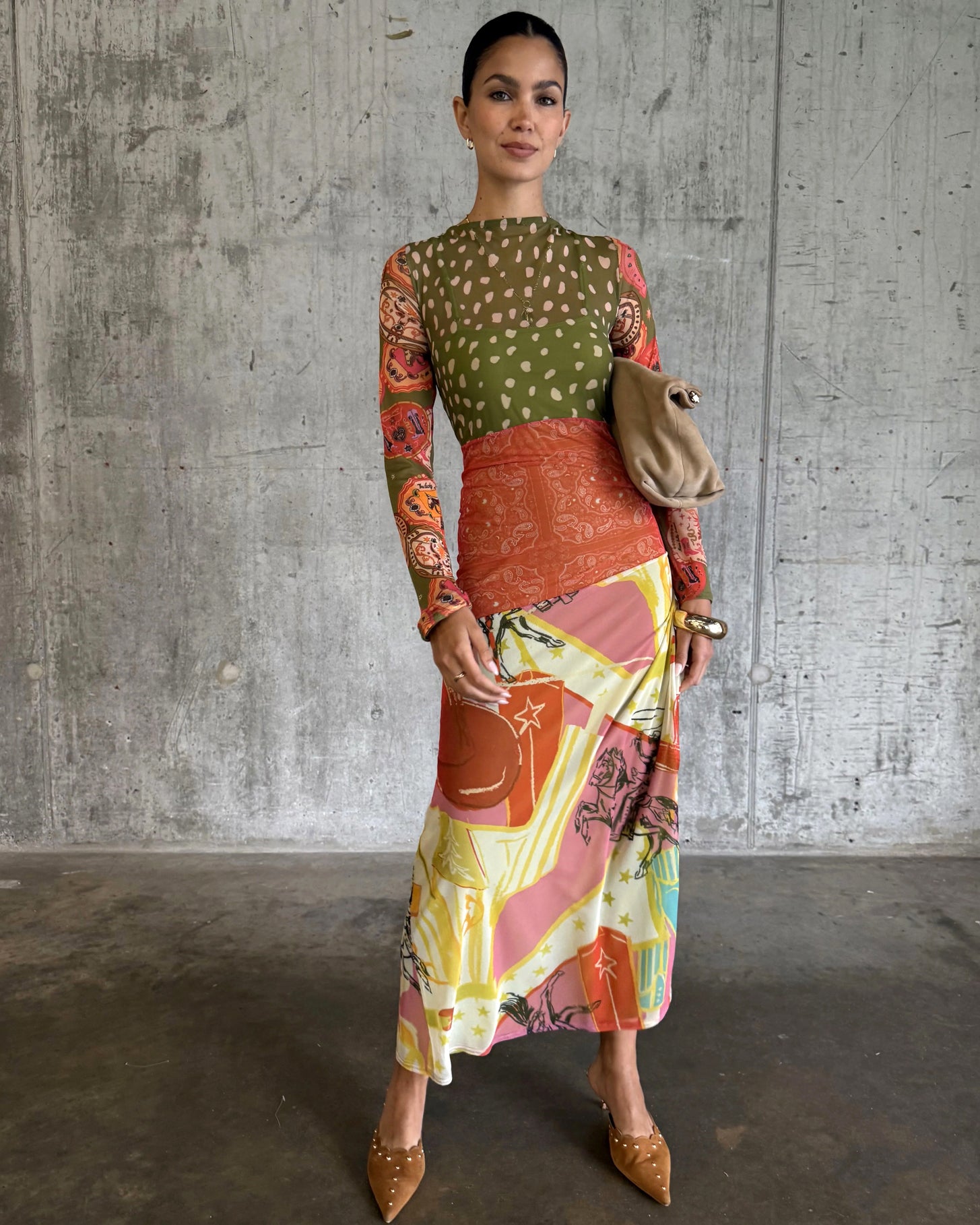 Olive Dahlia Mesh Dress - Multi