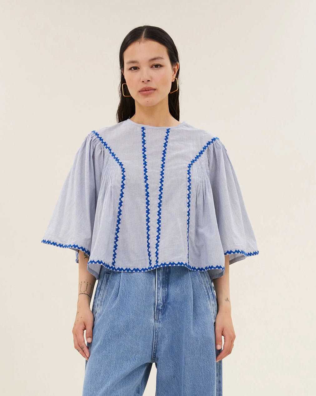 Davin Pinstripe Blouse - Blue