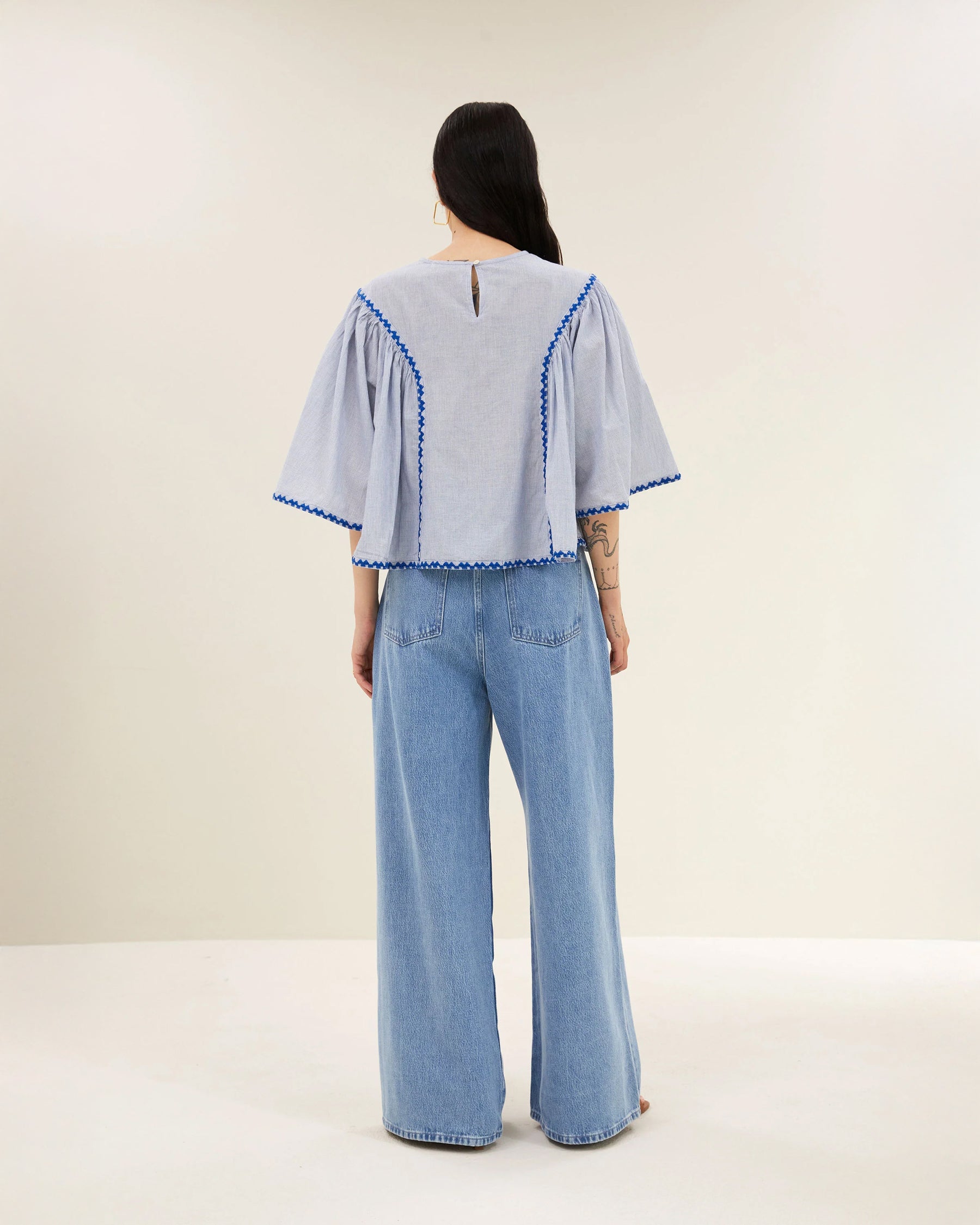 Davin Pinstripe Blouse - Blue