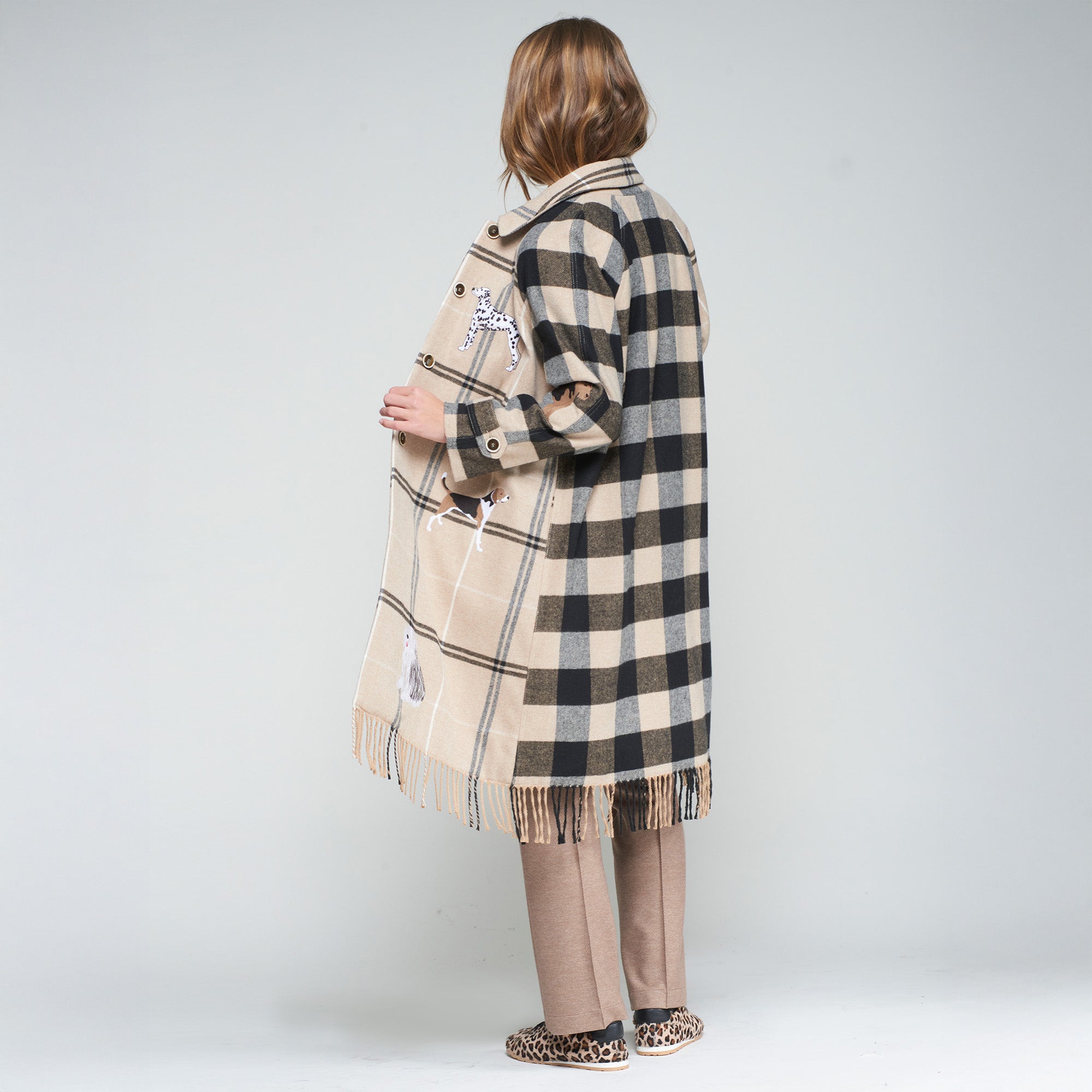 Dog Check Coat - Beige