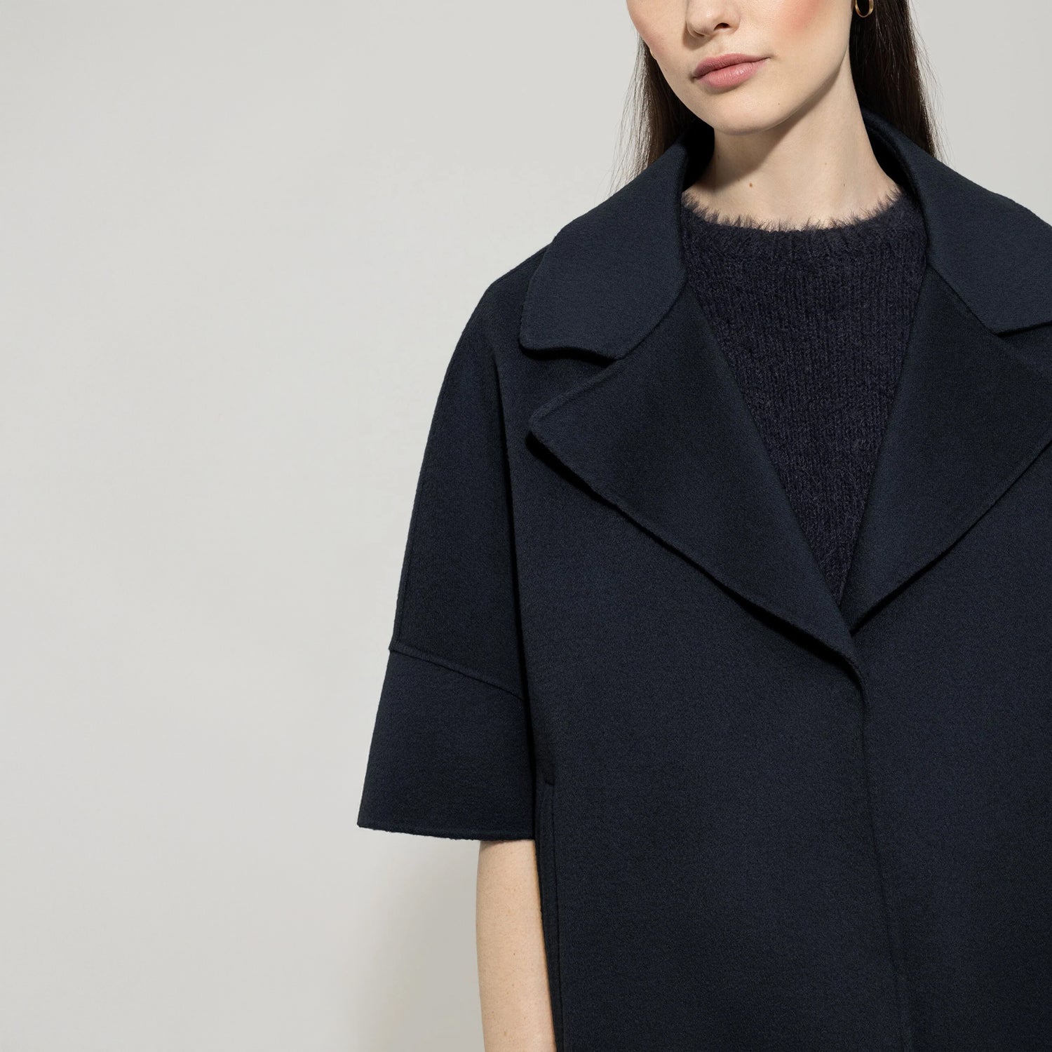 Double Face Cape Jacket - Navy