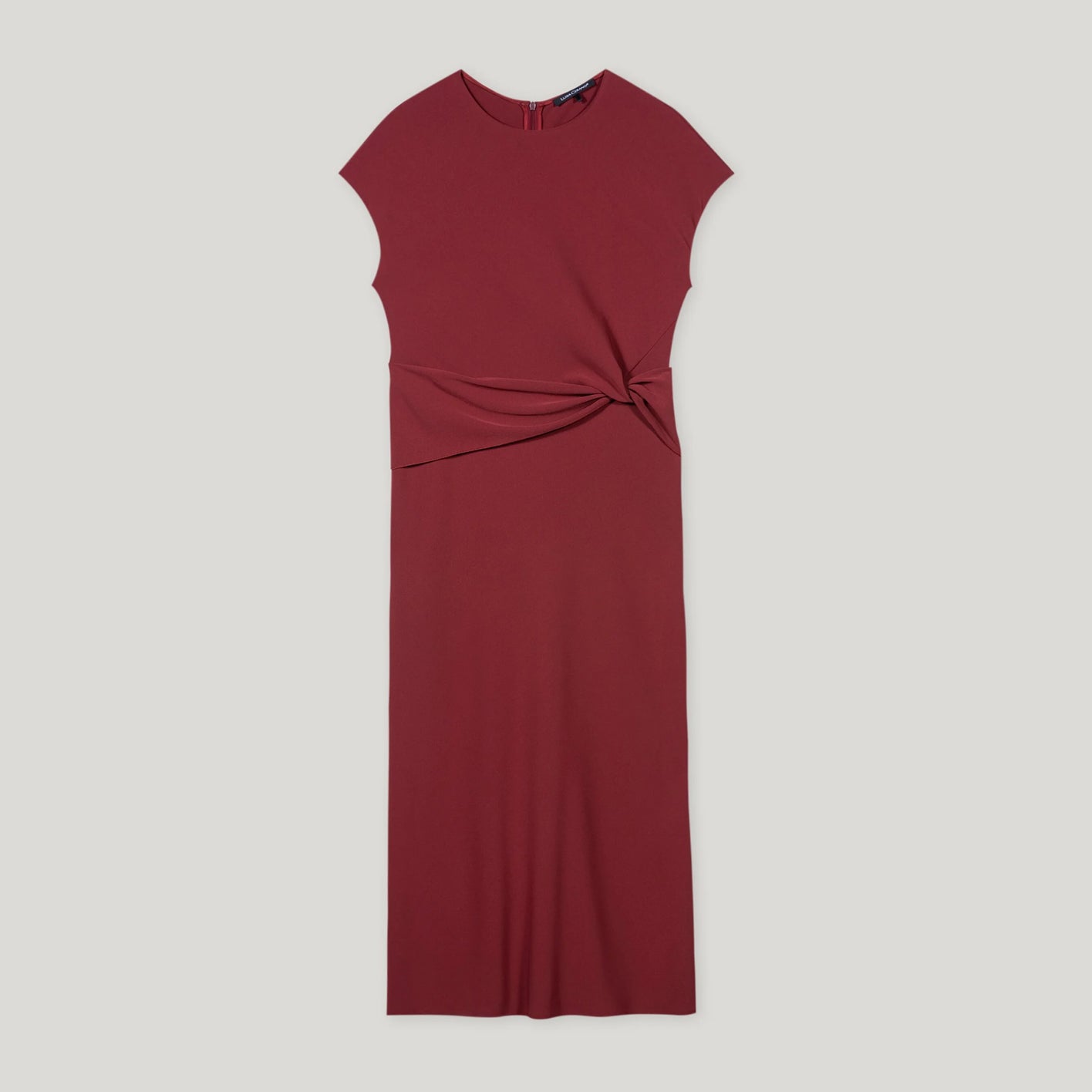 Dress With Drape Detail - Berry Red