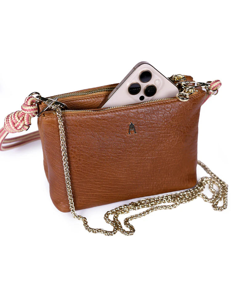 Duo Bubble Leather Bag - Havana