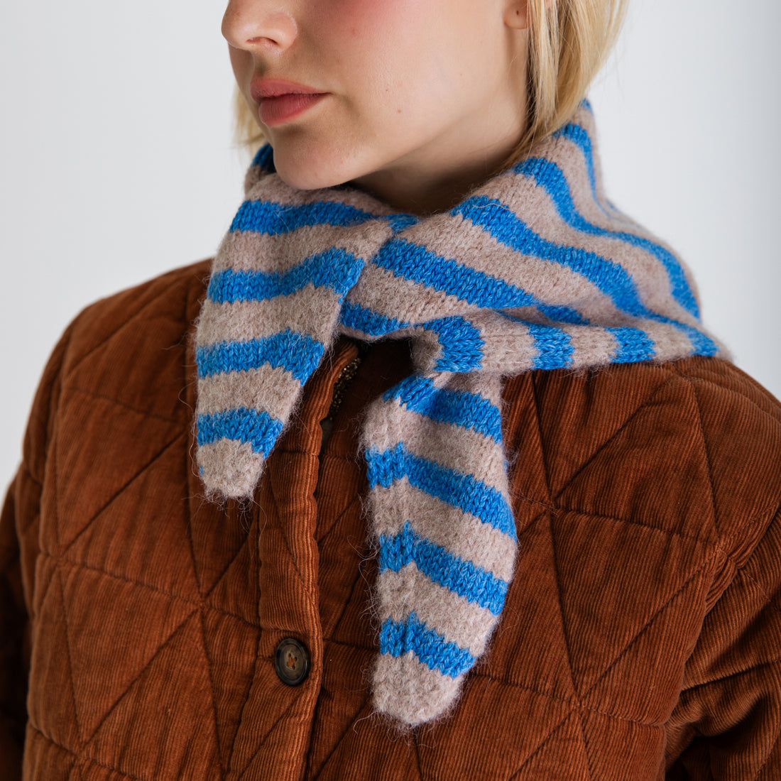 Stripe Triangle Scarf - Blue