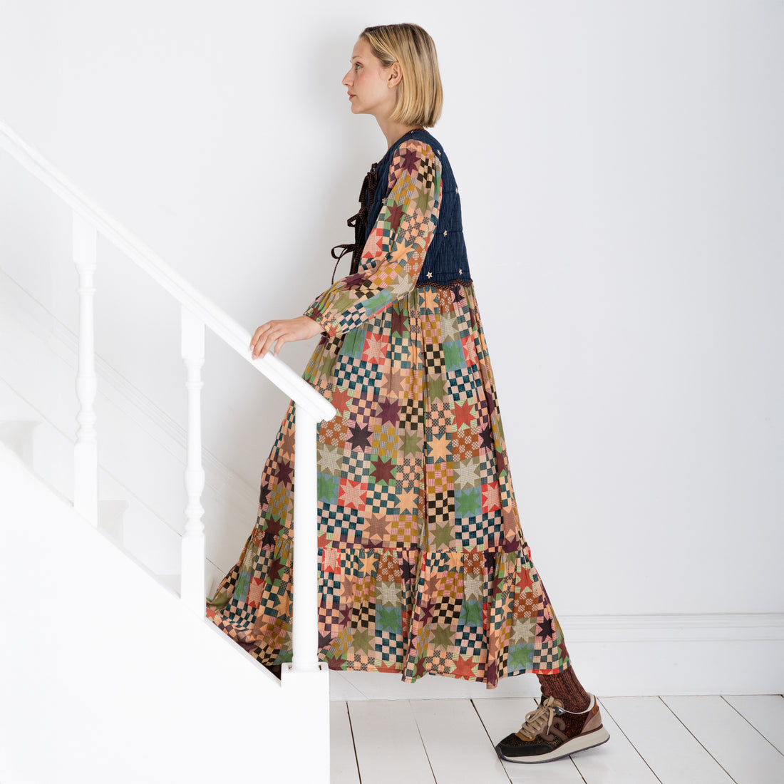 Emma Quilted Body Star Dress - Multi