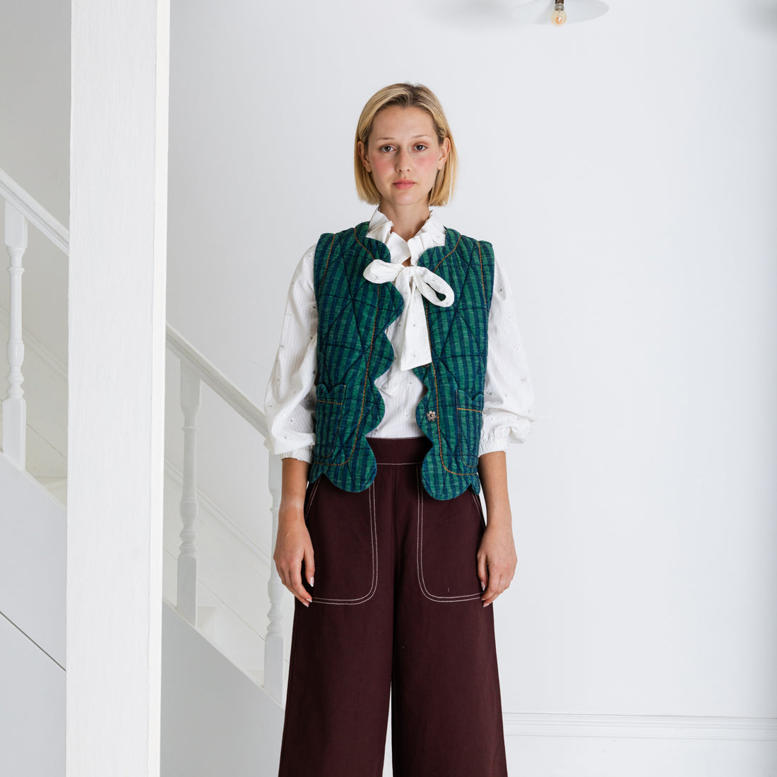 Estelle Gilet - Stripe Green Navy