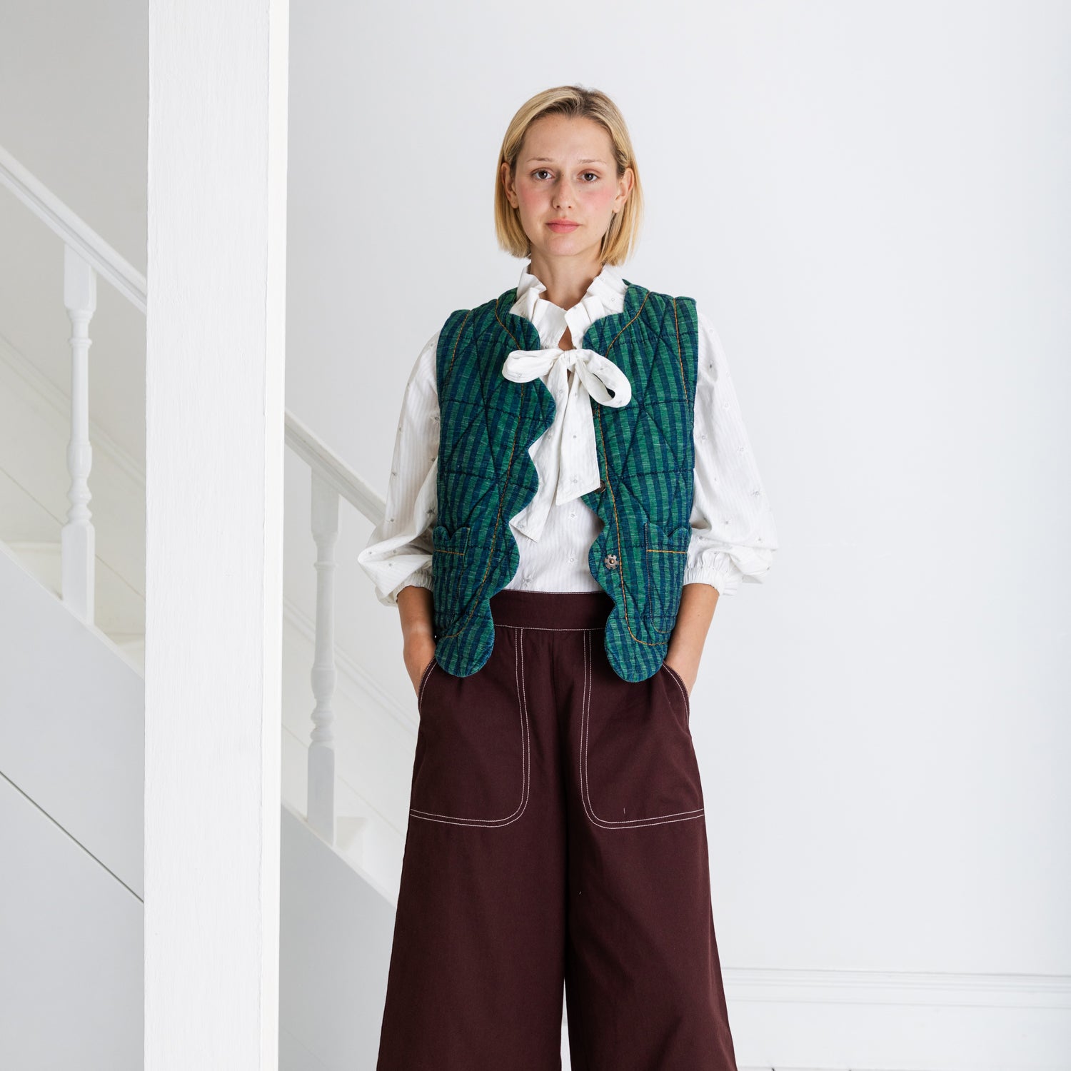 Estelle Gilet - Stripe Green Navy