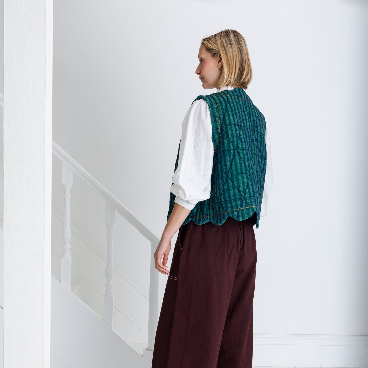 Estelle Gilet - Stripe Green Navy
