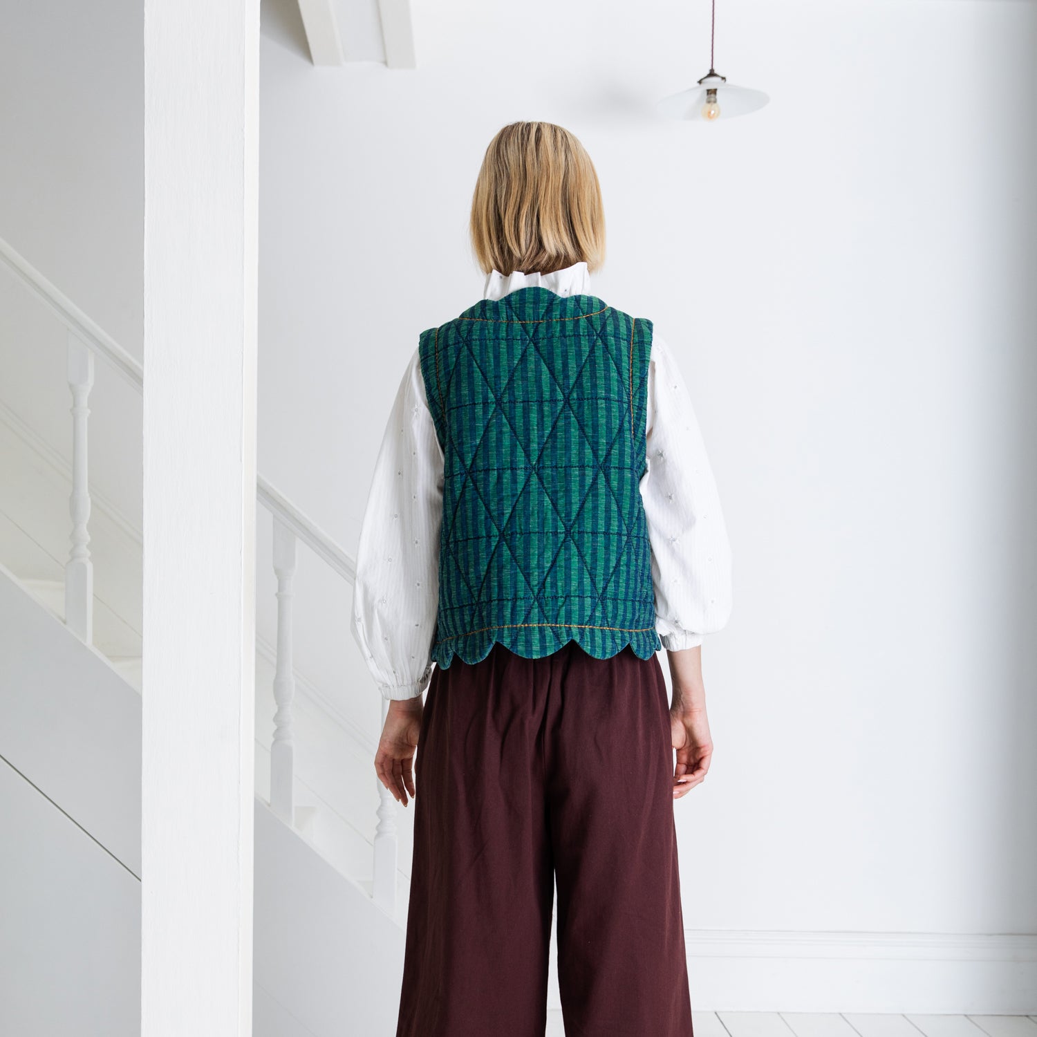 Estelle Gilet - Stripe Green Navy