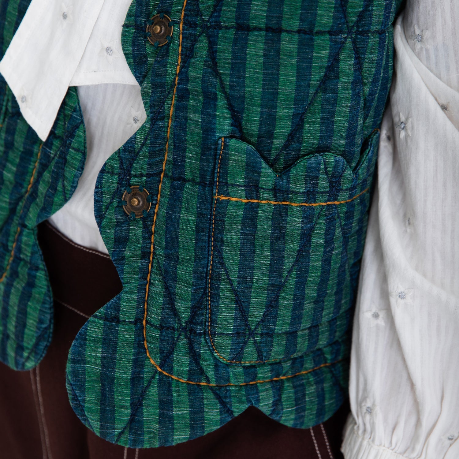 Estelle Gilet - Stripe Green Navy