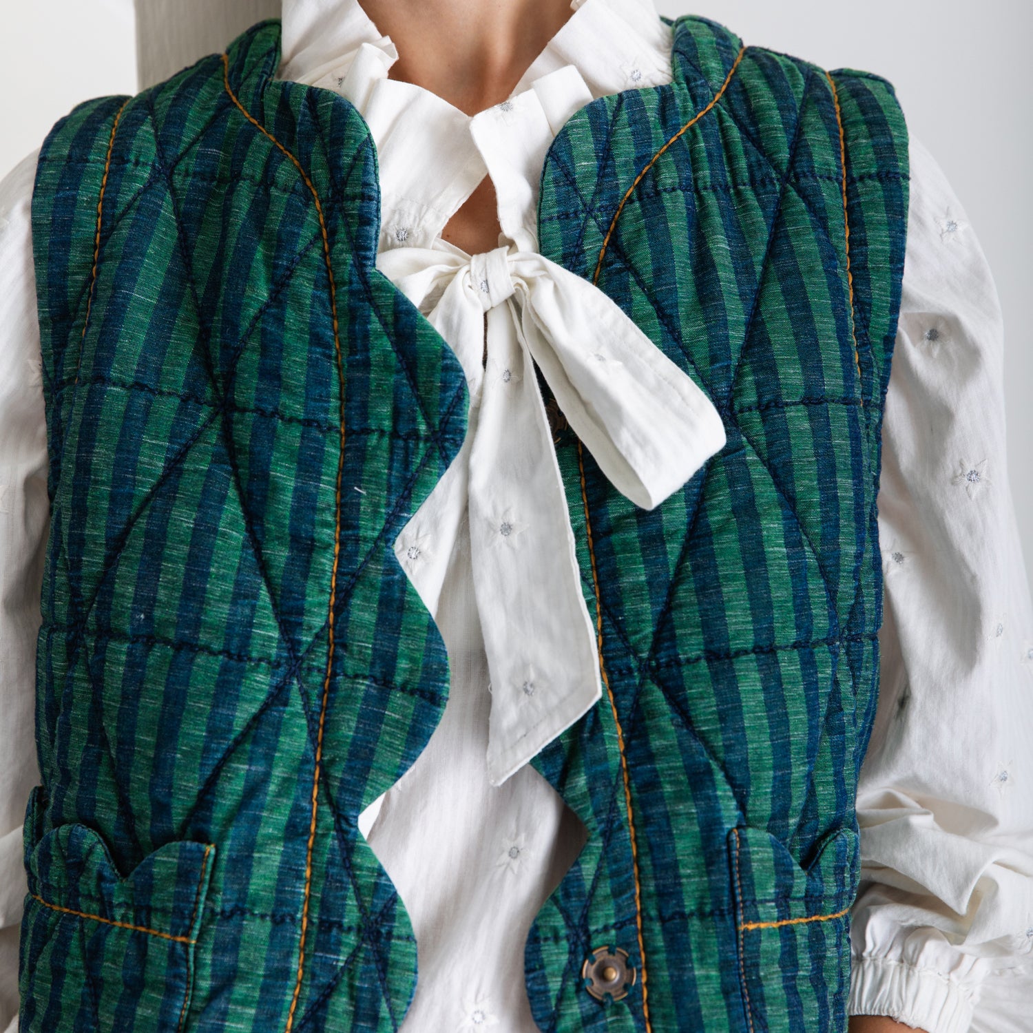 Estelle Gilet - Stripe Green Navy