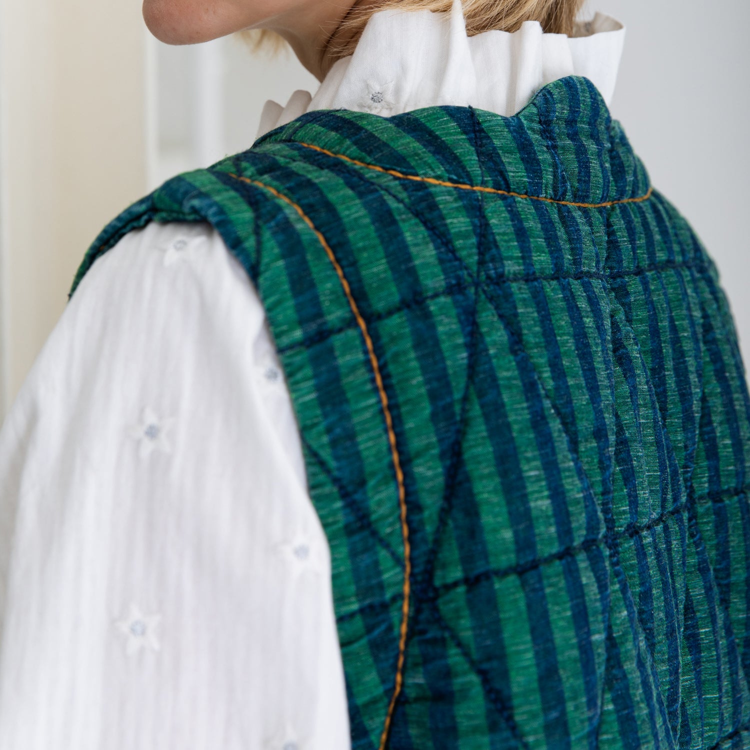 Estelle Gilet - Stripe Green Navy