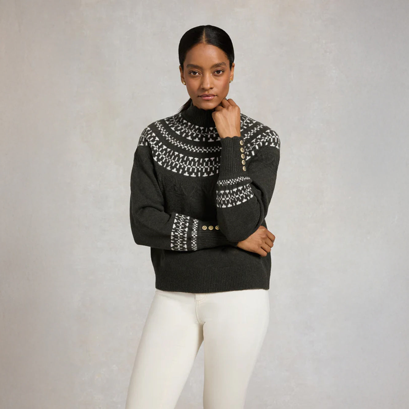 Elodie Roll Neck Knit - Forest Green