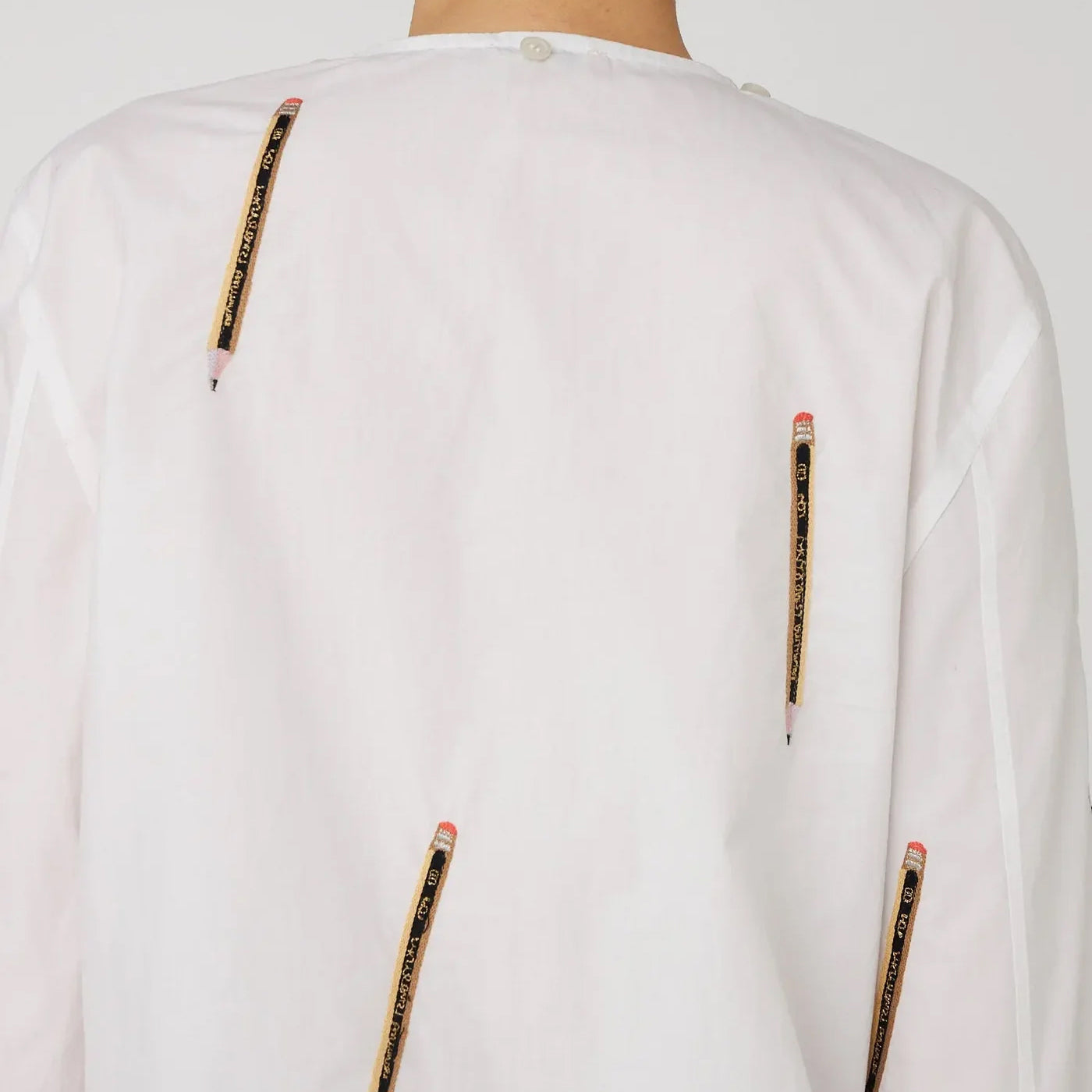 Embroidered Cotton Bow Shirt - White