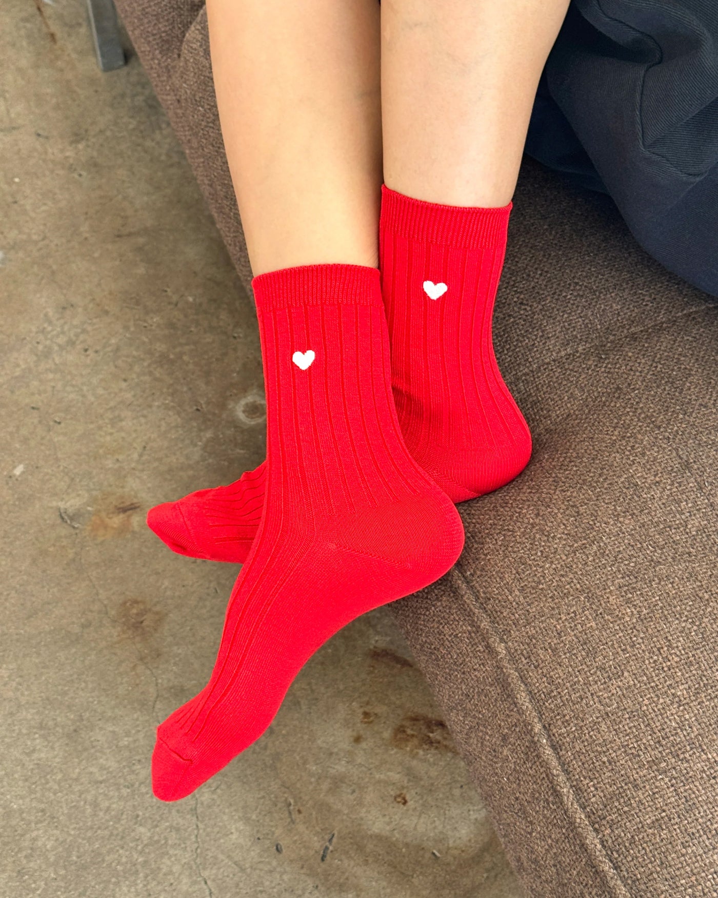 Embroidered Her Socks - Classic Red + Heart