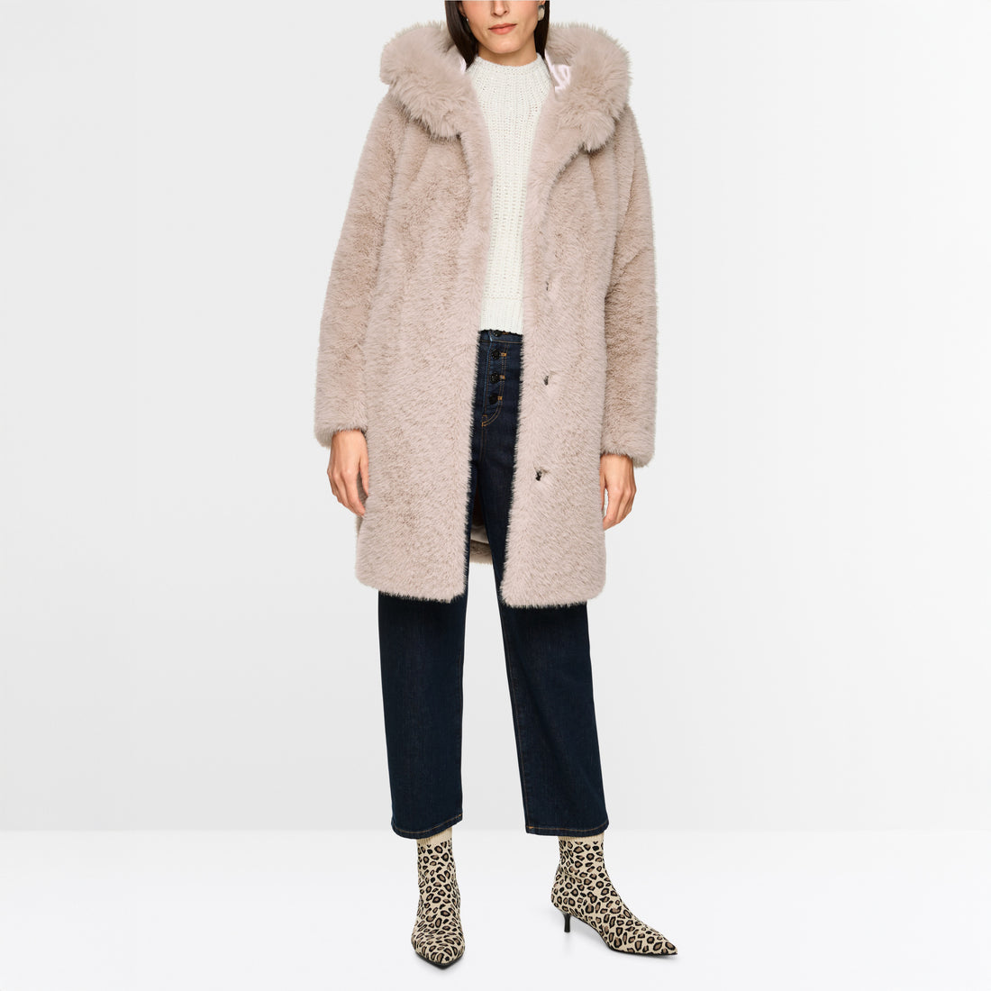 Faux Fur Coat - Warm Stone