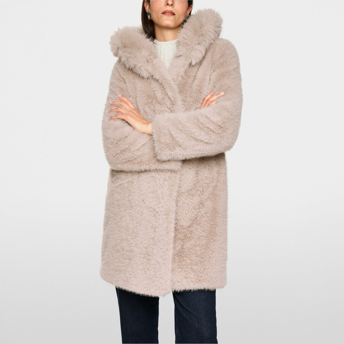 Faux Fur Coat - Warm Stone