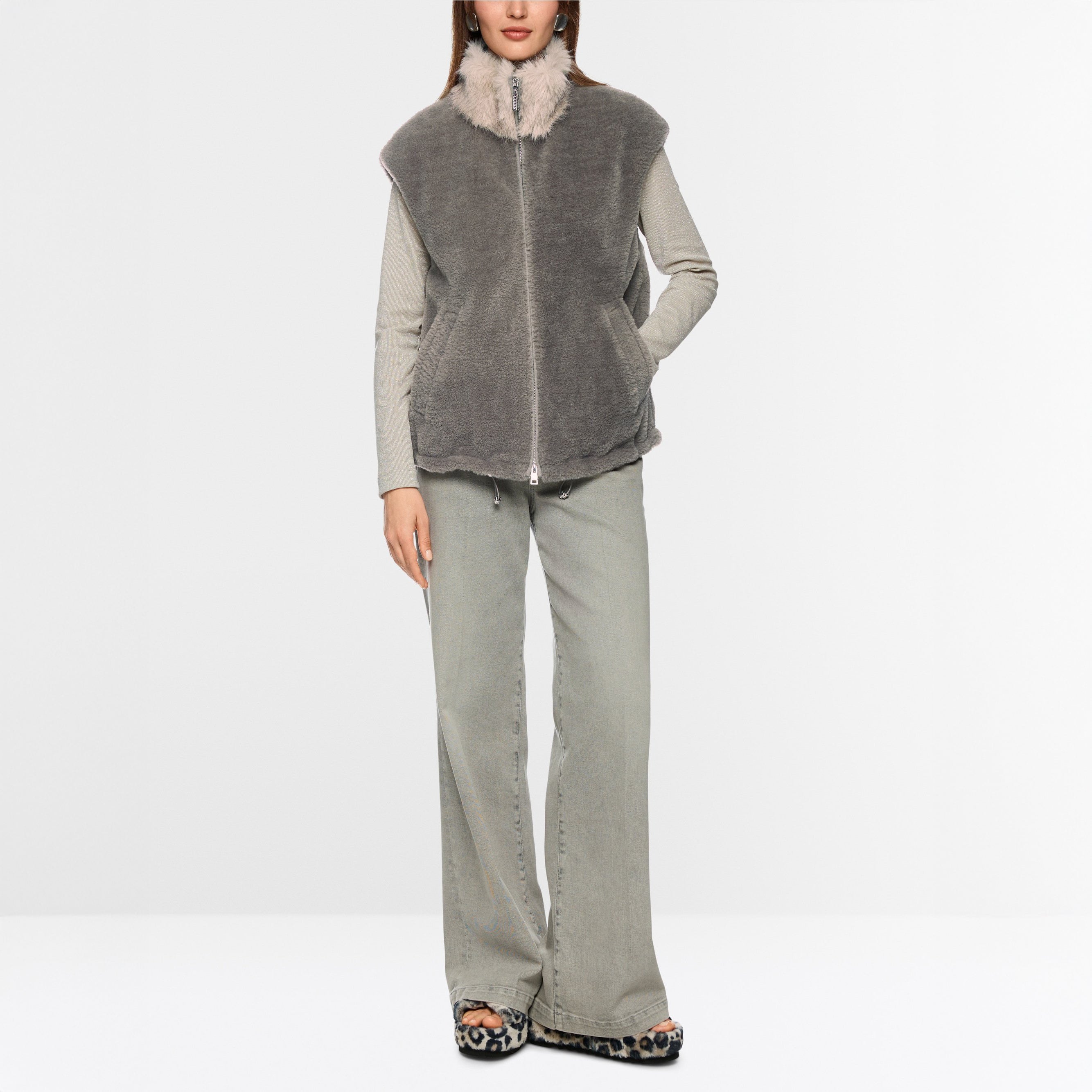 Faux Fur Gilet - Soft Charcoal