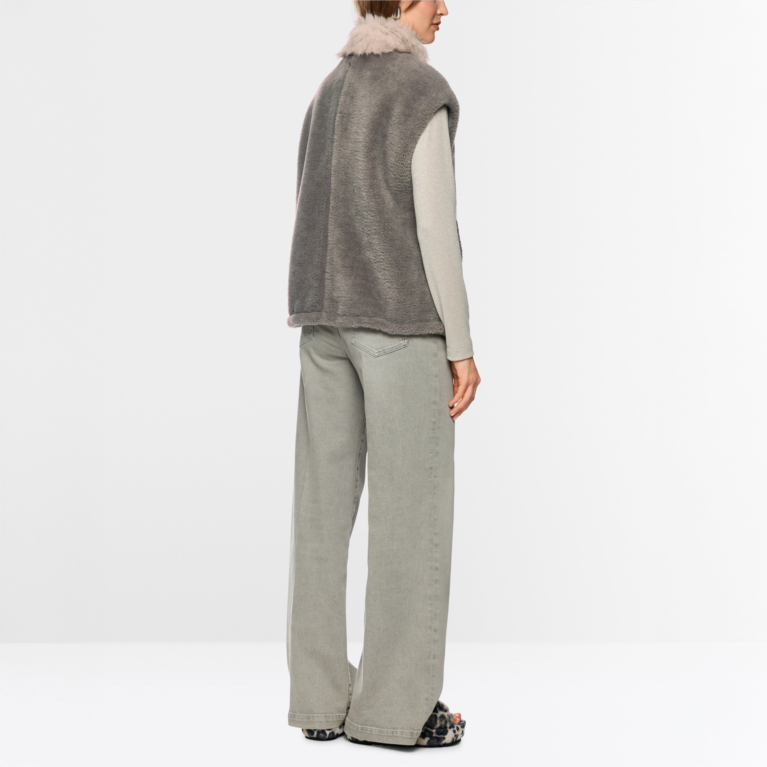 Faux Fur Gilet - Soft Charcoal