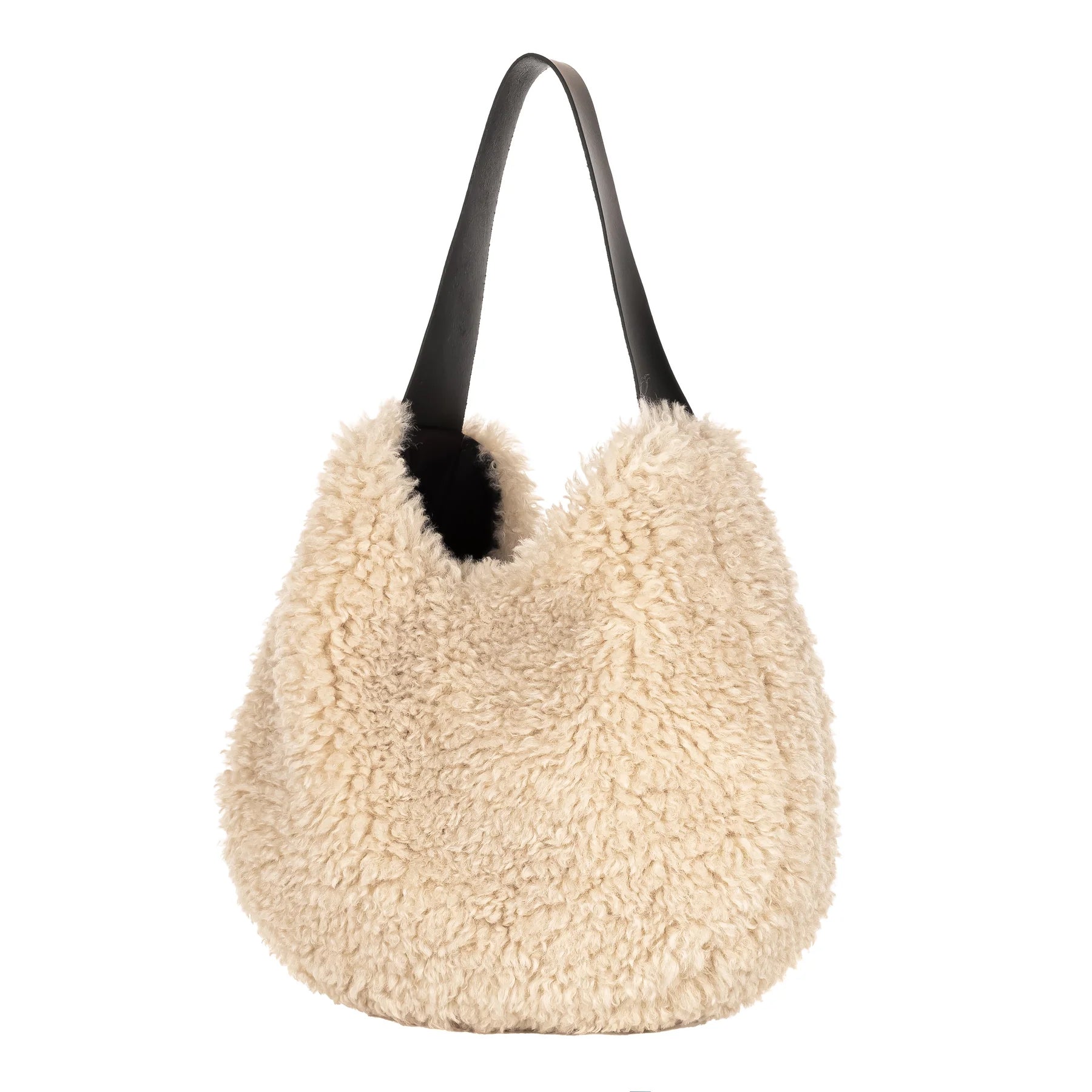 Faux Sheepskin Slouch Bag - Cream