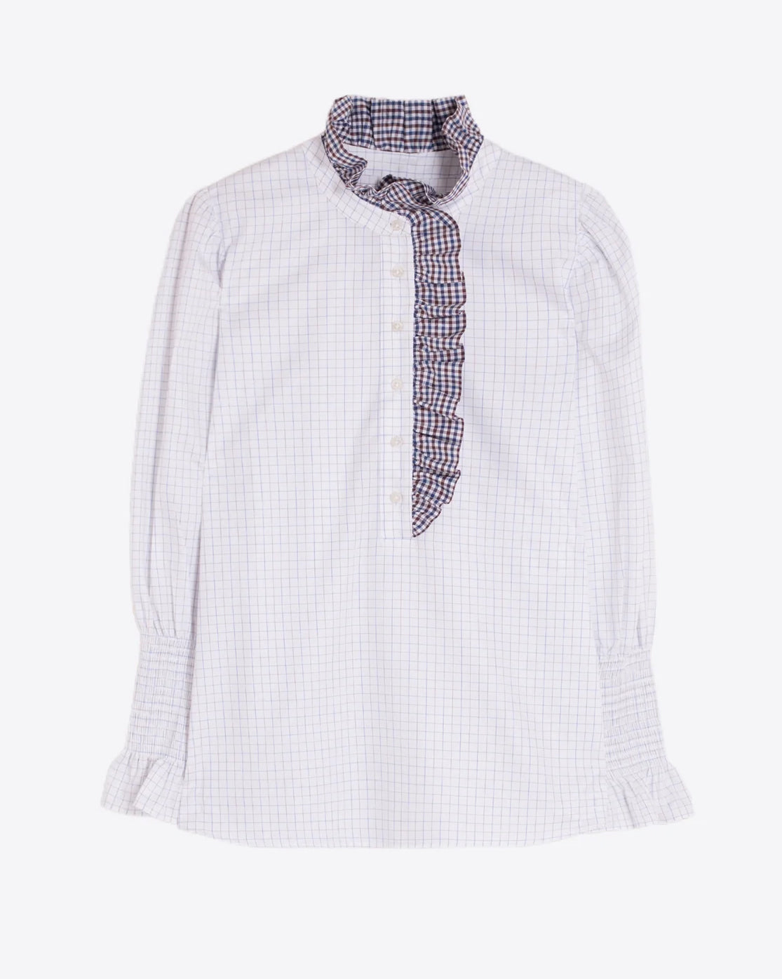 Frilled Neck Shirt - White