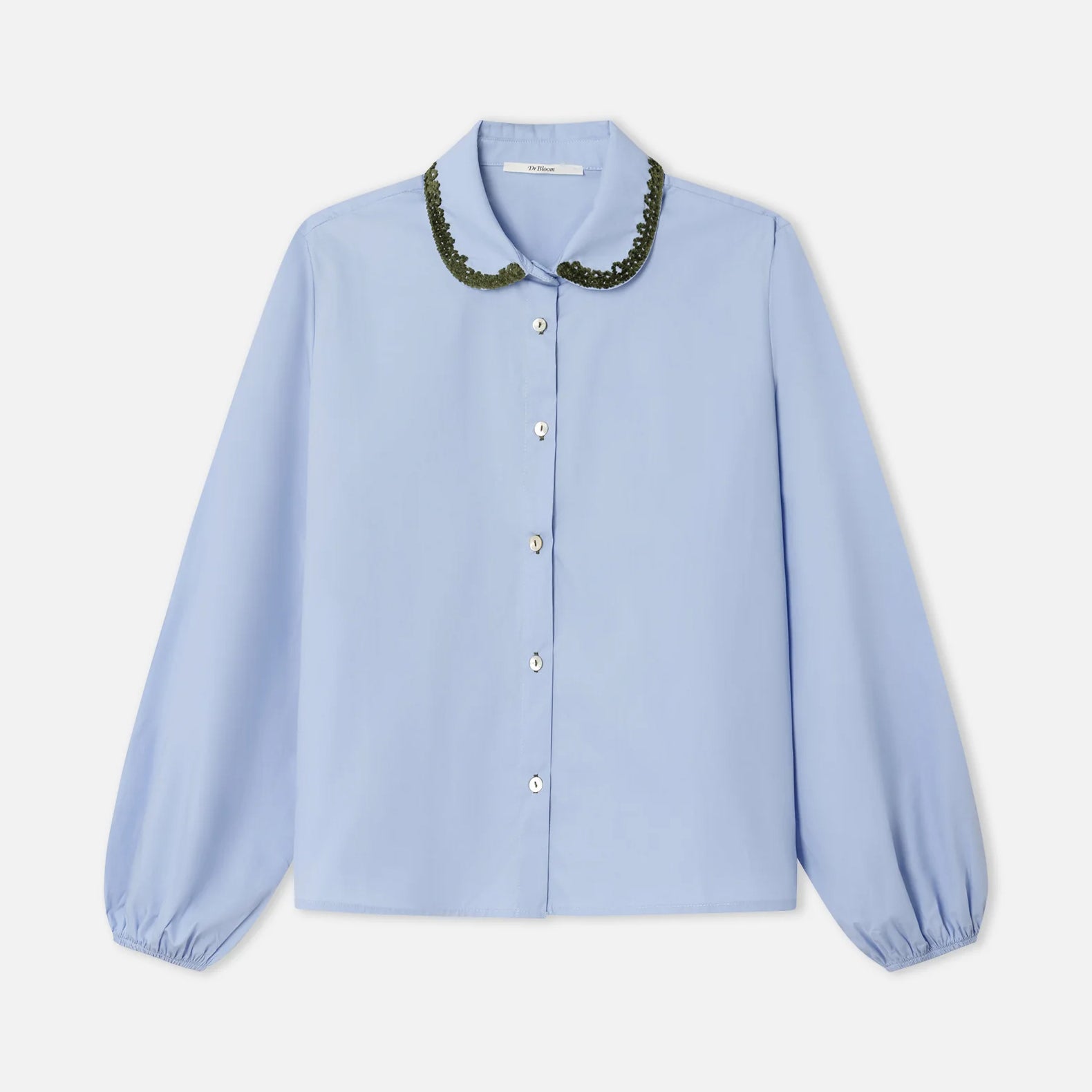 Fun Embroidered Collar Shirt - Blue