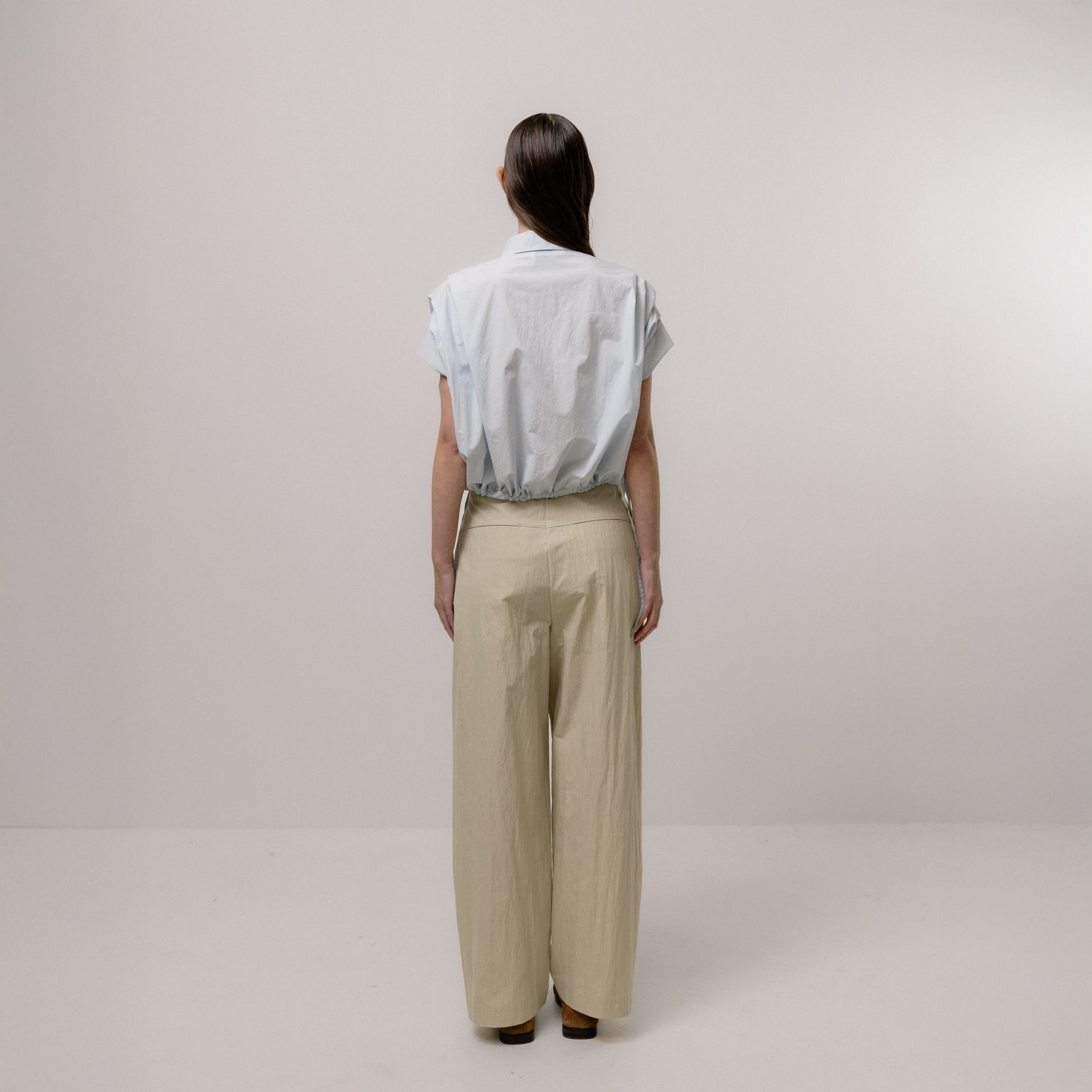 Gathered Shirt Blouse - Sky