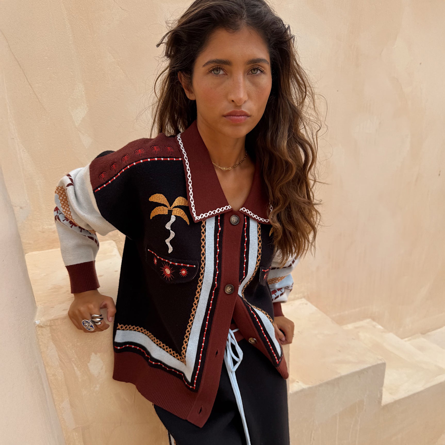Geometric Knit Bomber - Multi