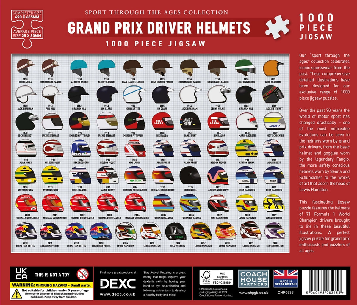 Grand Prix Driver Helmets Jigsaw Puzzle - 1000 Pieces