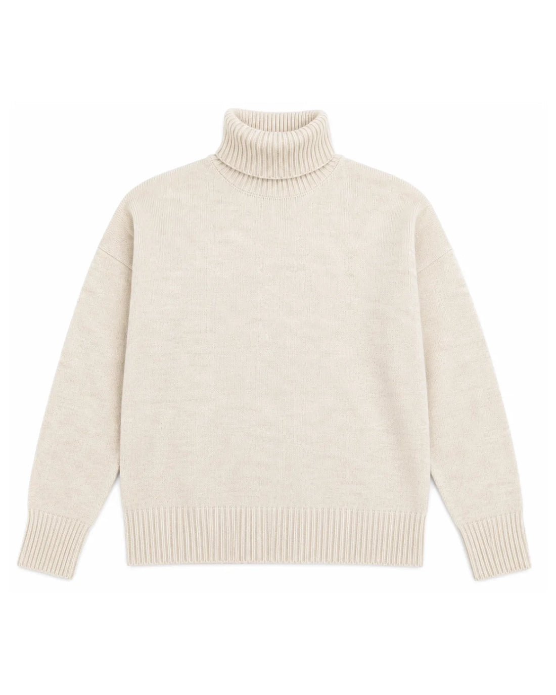 Greeley Long Sleeve Turtleneck Jumper - Mottled Beige