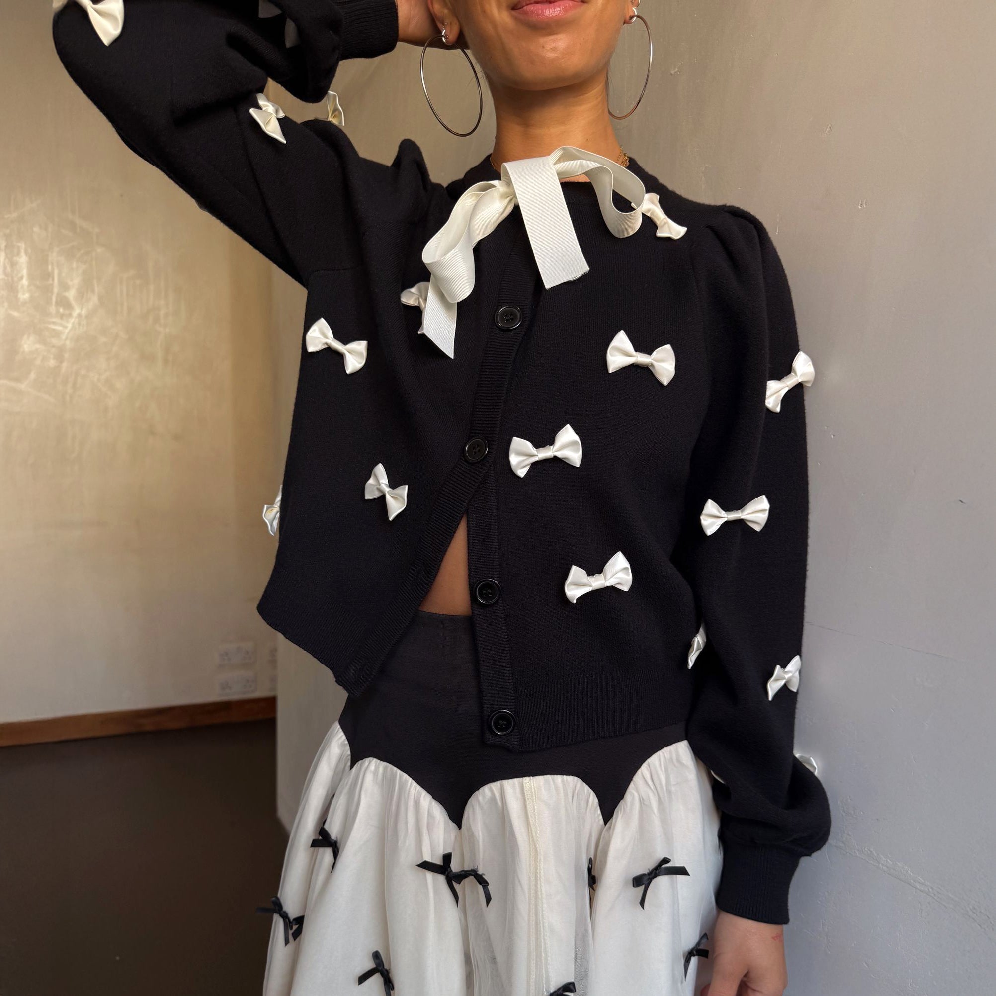 Black Bow Sophie Cardigan - Black