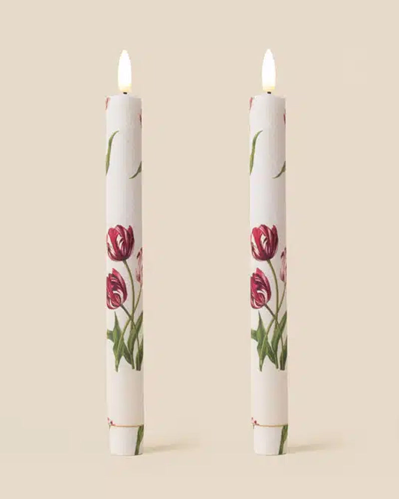 Heritage Tulip Flameless Led Taper Candle - Parchment