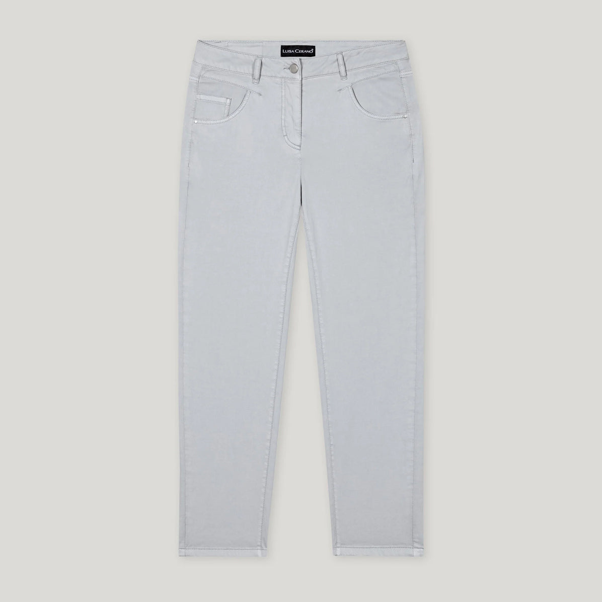 High Stretch Tapered Denim Trousers - Silver Grey
