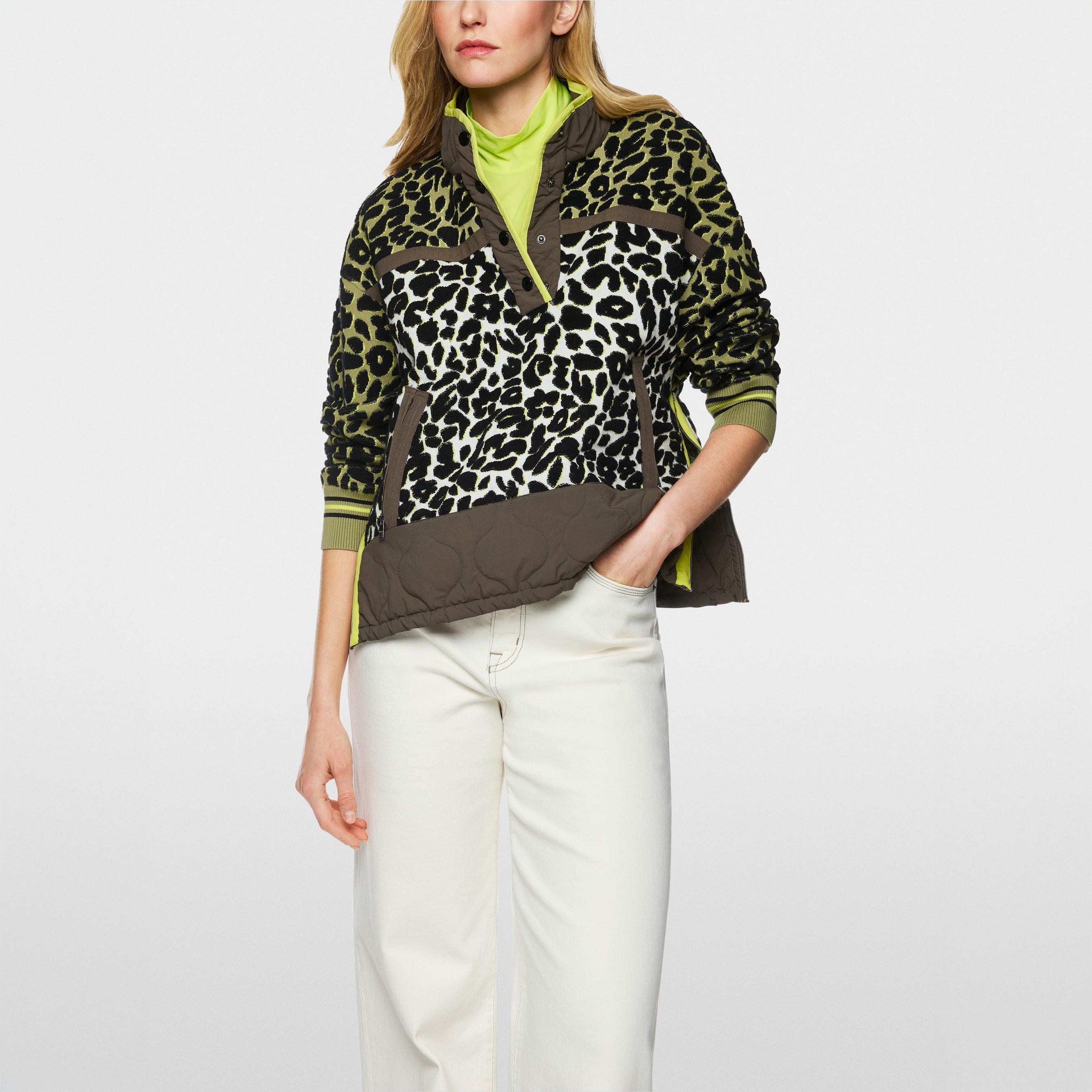 Hybrid Animal Print Sports Jumper - Olive Drab