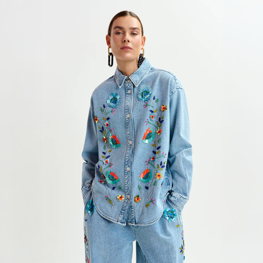 Icksonville Sequin Denim Shirt - Navy