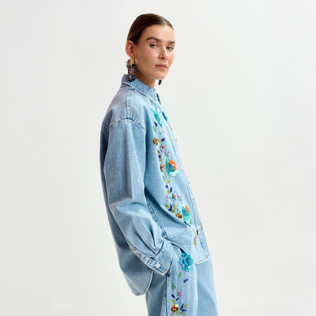 Icksonville Sequin Denim Shirt - Navy